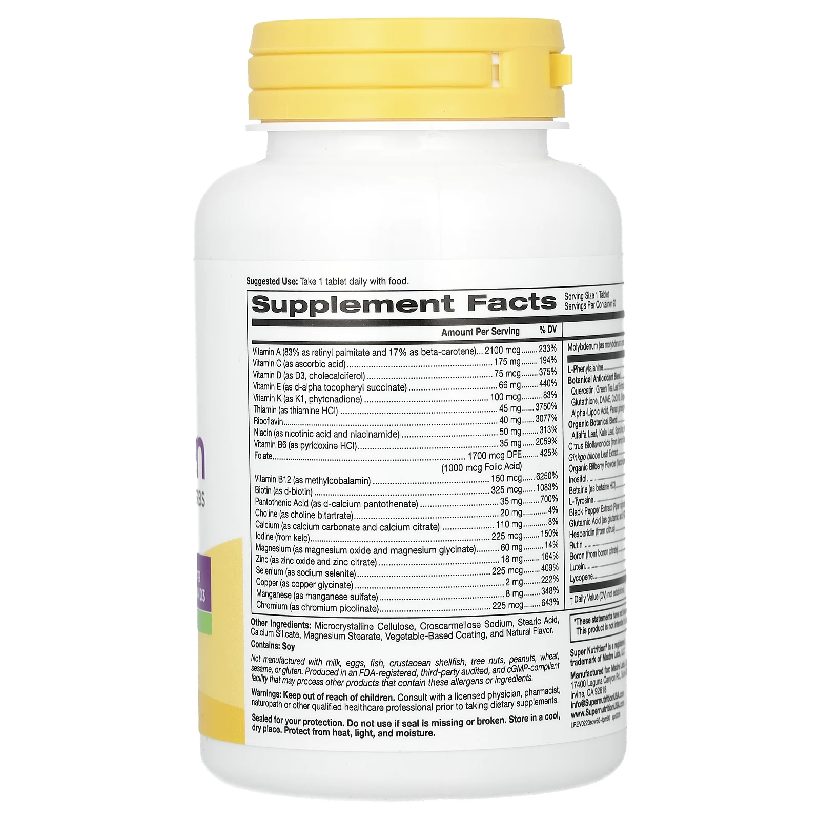 Super Nutrition, SimplyOne, мультивитаминная добавка тройного действия для женщин старше 50 лет, без железа, 90 таблеток