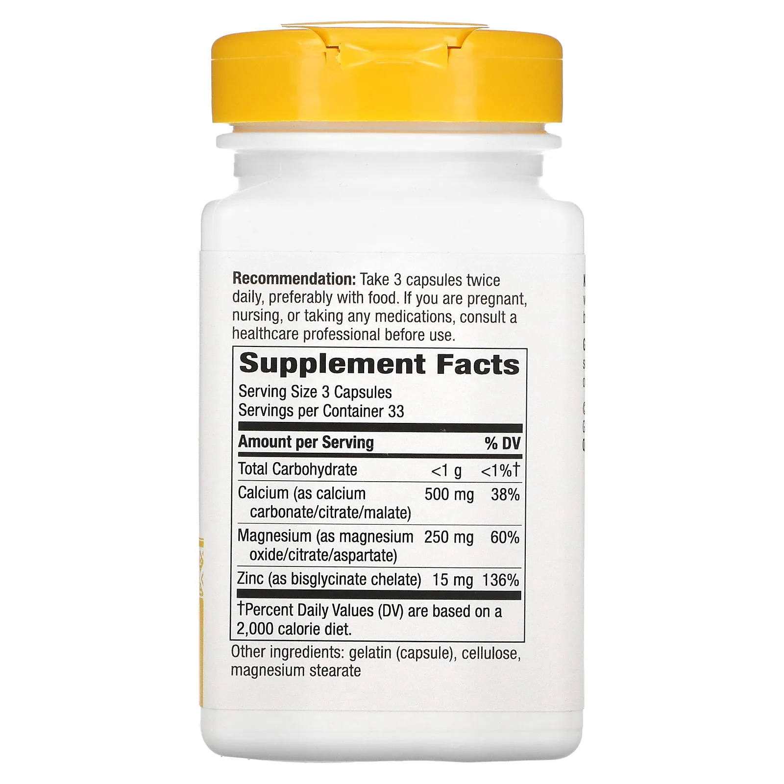 Nature's Way, комплекс с минералами кальция, магния и цинка, 765 мг, 100 капсул (255 мг в 1 капсуле)