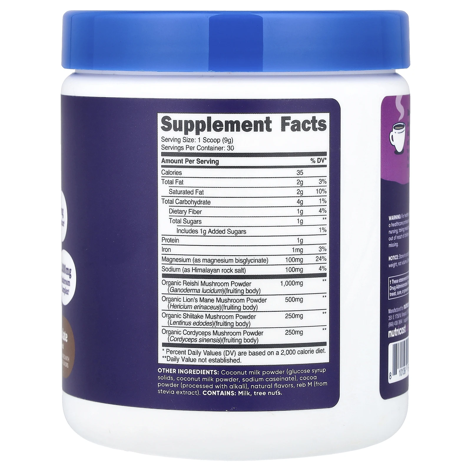 Nutricost, NutriZen™ Unwind, адаптогенный грибной напиток, со вкусом шоколада, 258 г (9,2 унции)