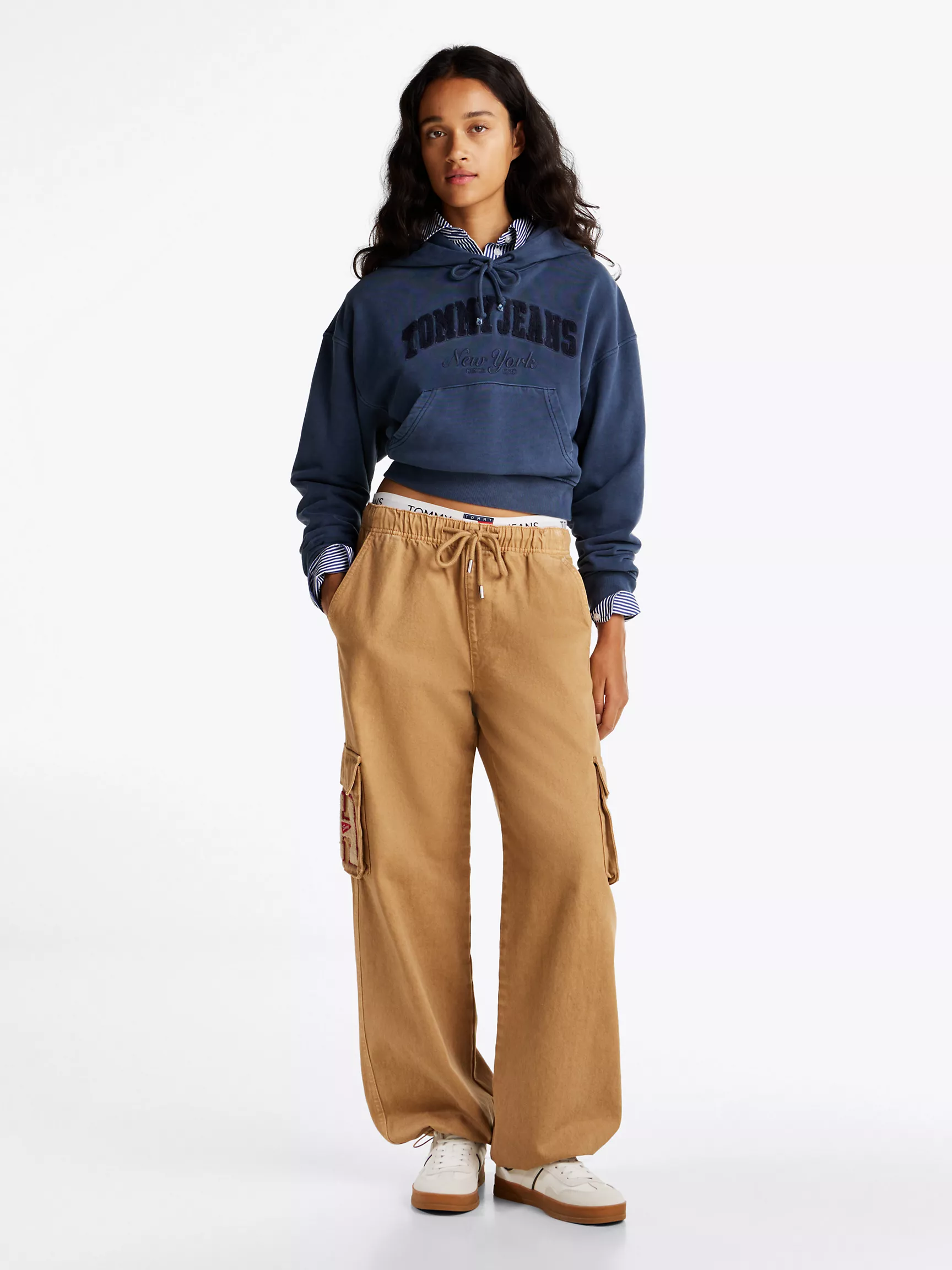 Женское худи Tommy Hilfiger, Укороченное худи с флокированным логотипом