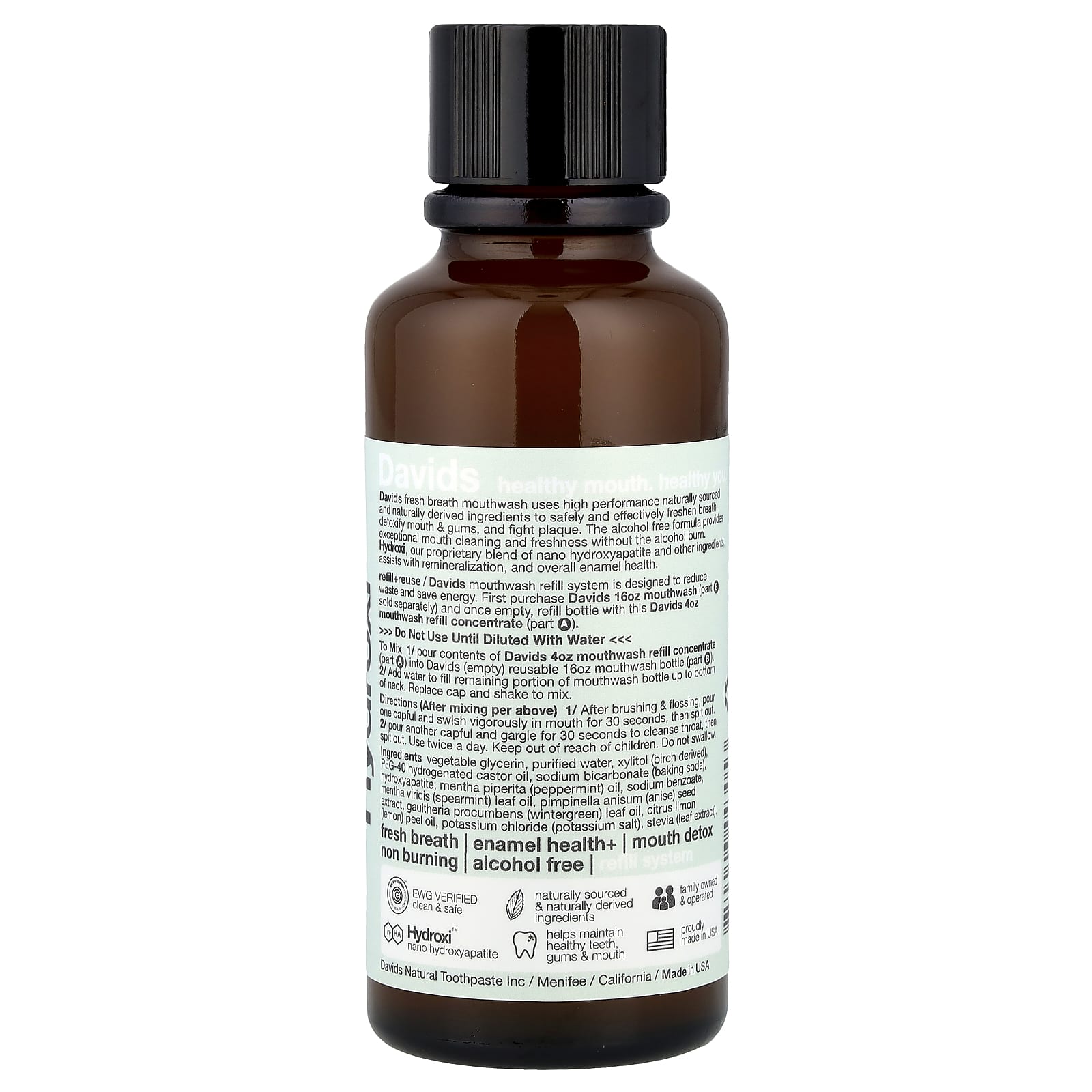 Davids, концентрат ополаскивателя для свежего дыхания, натуральная свежая мята, 118 мл