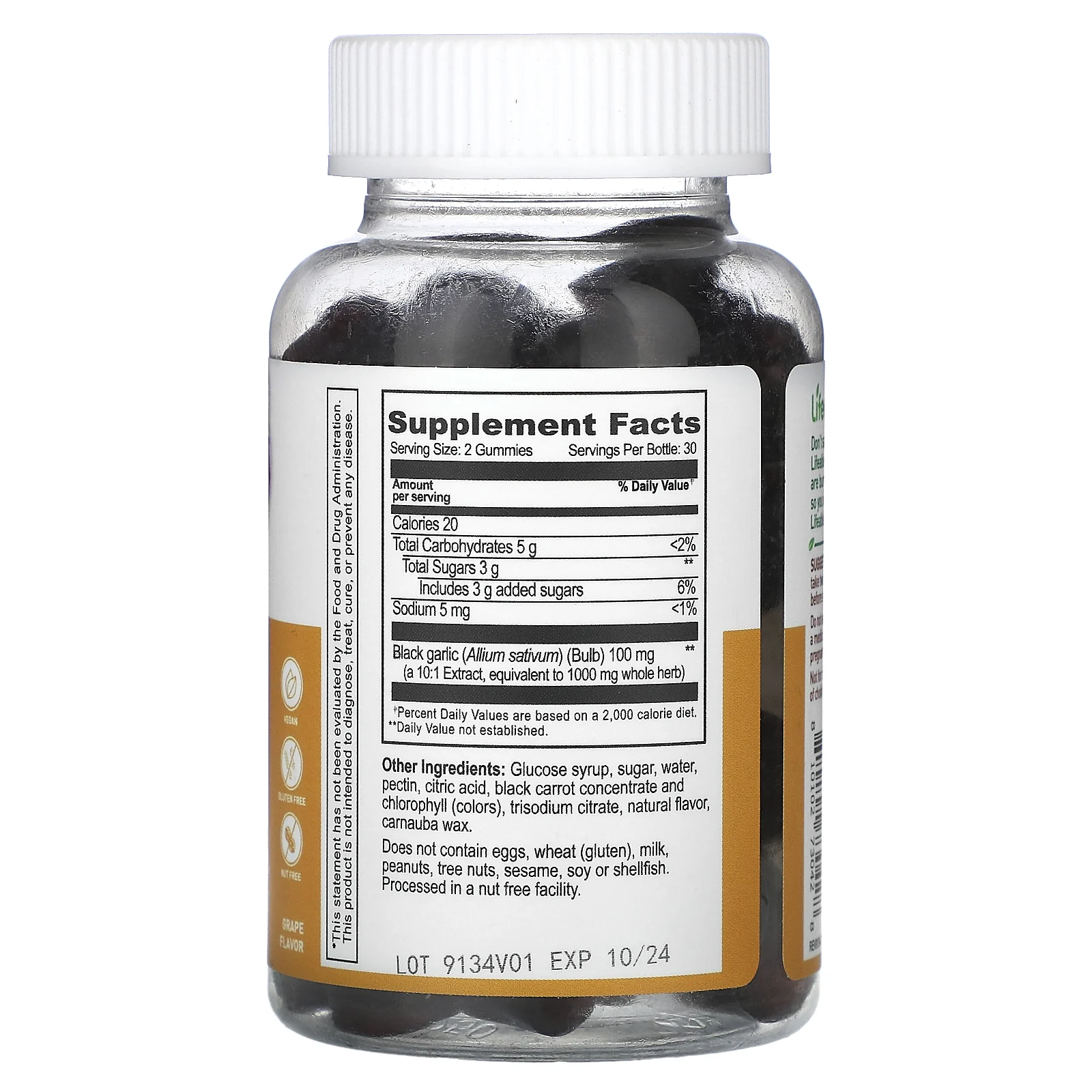 Lifeable, жевательные мармеладки с чесноком, со вкусом винограда, 1000 мг, 60 жевательных таблеток (500 мг в 1 жевательной таблетке)