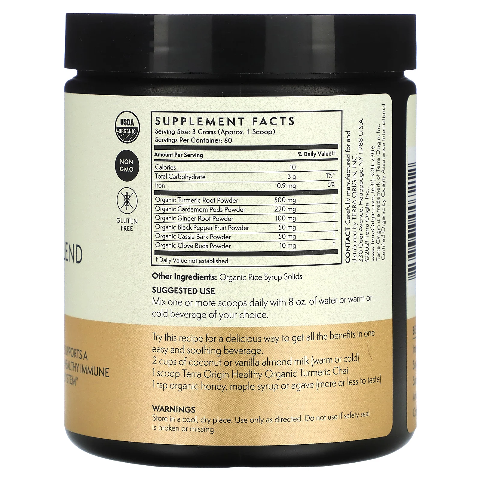 Terra Origin, Органическая смесь куркумы, чай, 180 г (6,35 унции)