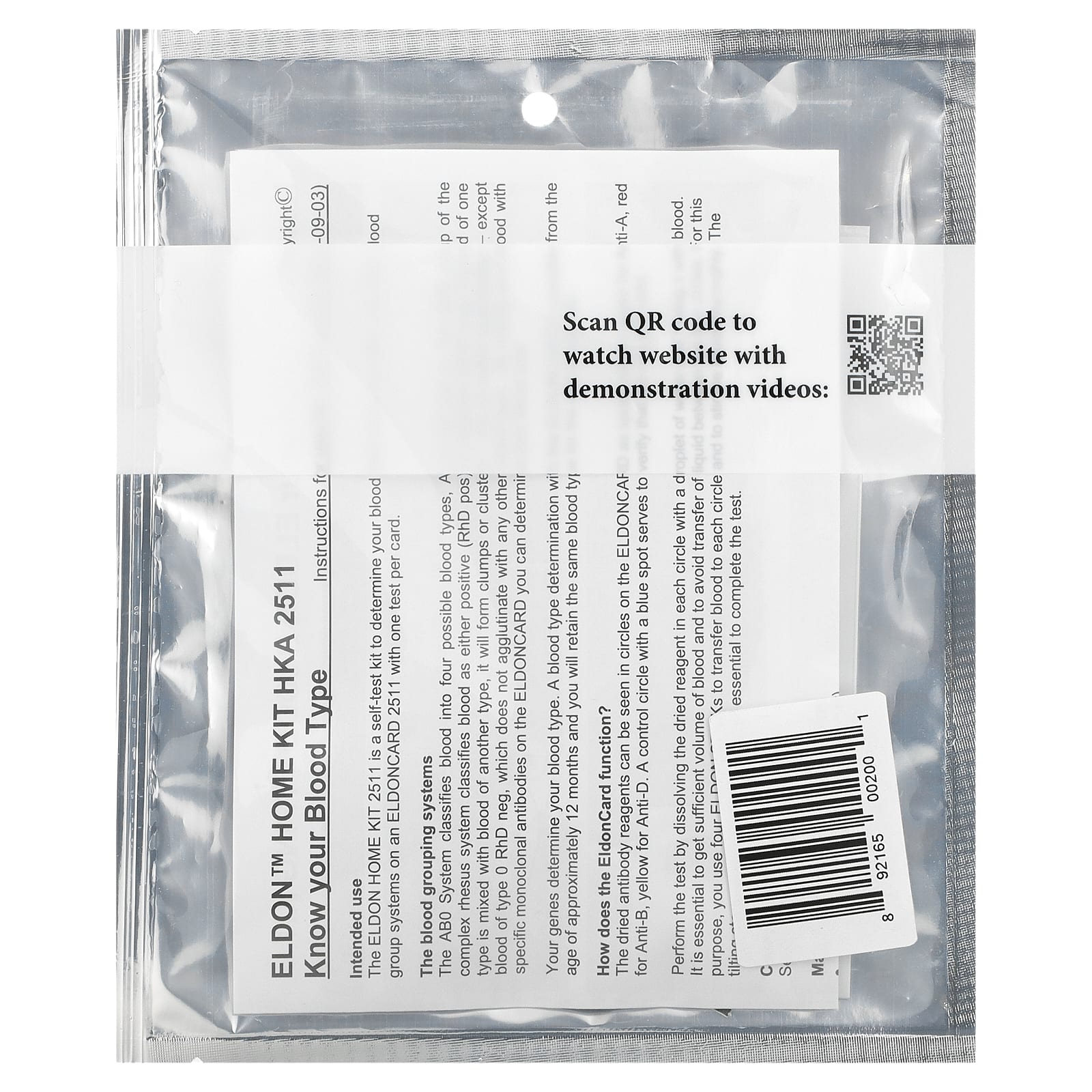 D'adamo, Eldon, Набор для определения типа крови, 1 набор для самостоятельного тестирования