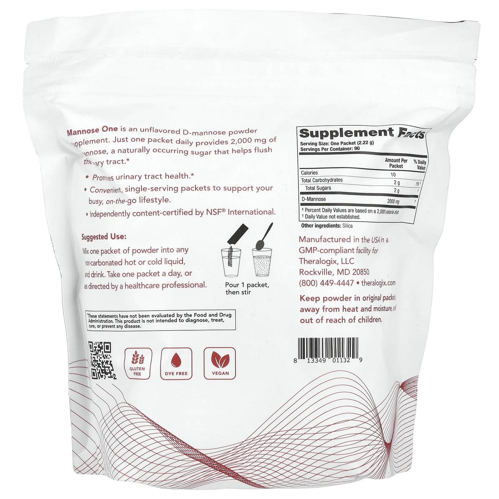 Theralogix, Манноза 1, 90 пакетиков (2,22 г) каждый