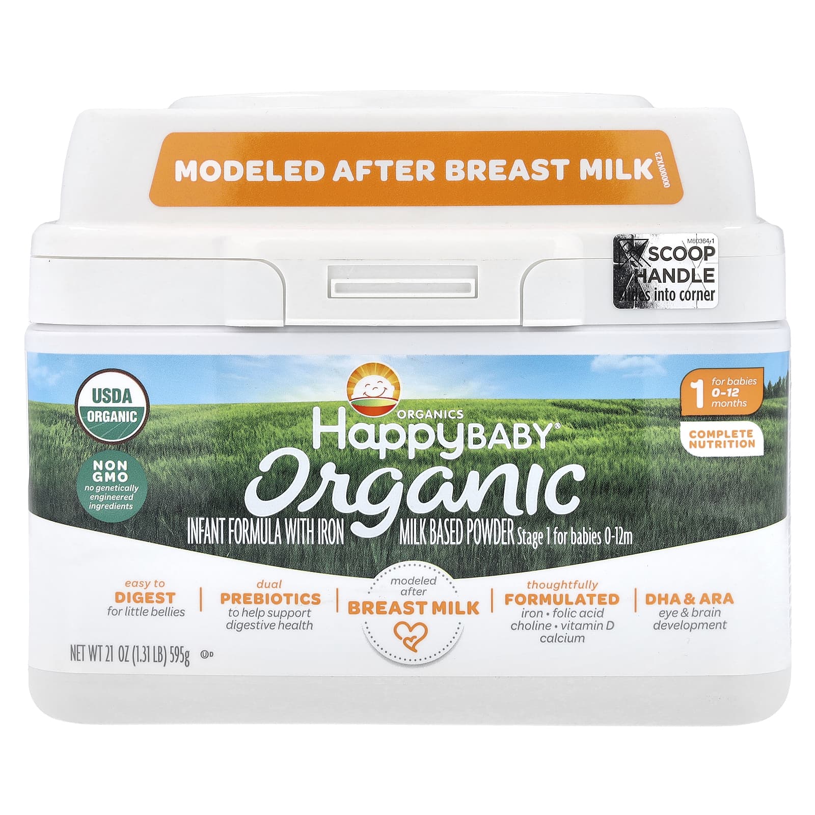 Happy Family Organics, Organics Happy Baby, детская смесь для младенцев с железом, этап 1, от рождения до 12 месяцев, 595 г (21 унция)