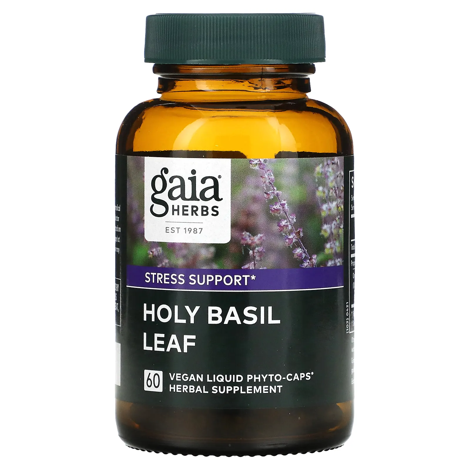 Gaia Herbs, лист базилика священного, 60 веганских фито-капсул с жидкостью