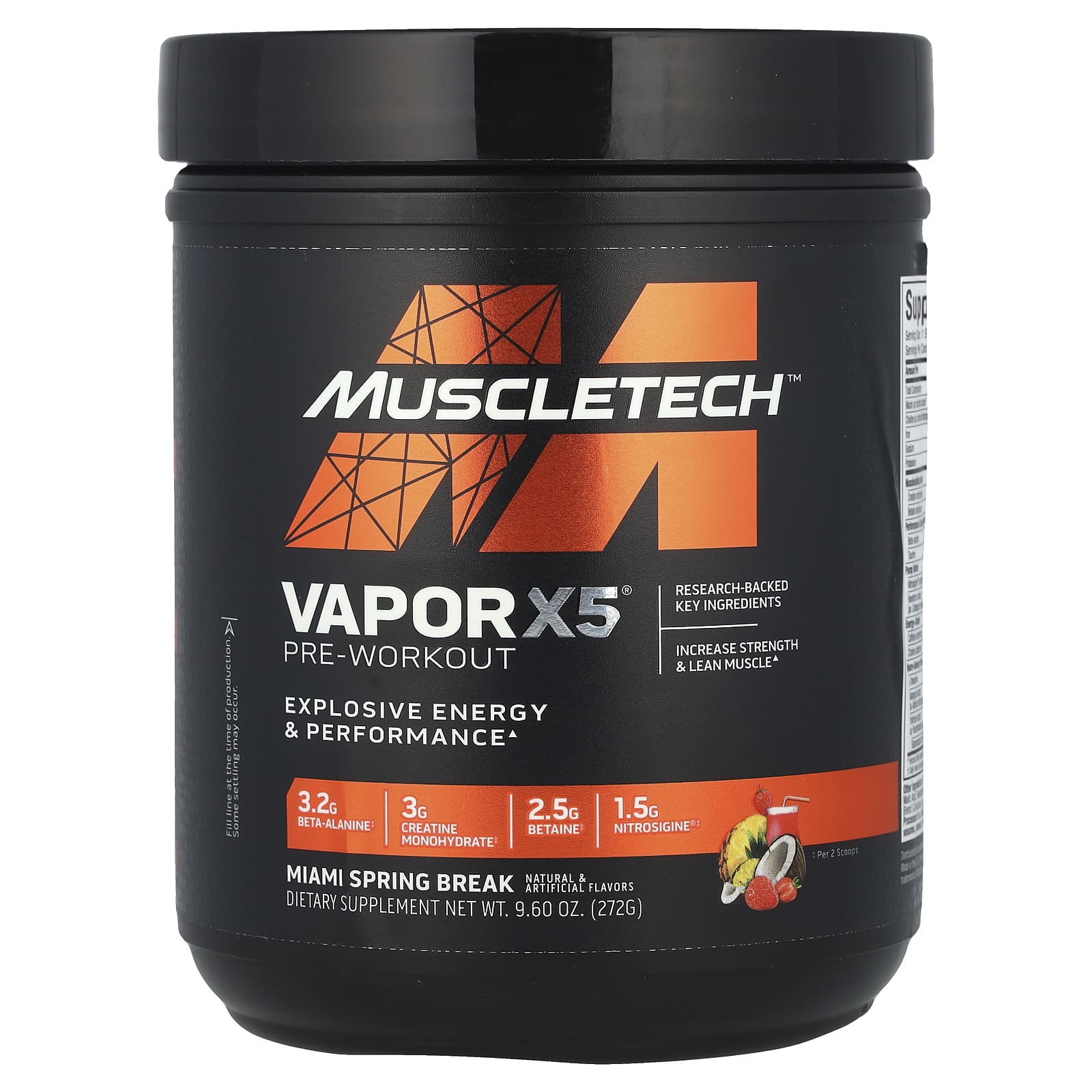 MuscleTech, VaporX5, Next Gen, предтренировочный комплекс, со вкусом Miami Spring Break, 272 г (9,60 унции)