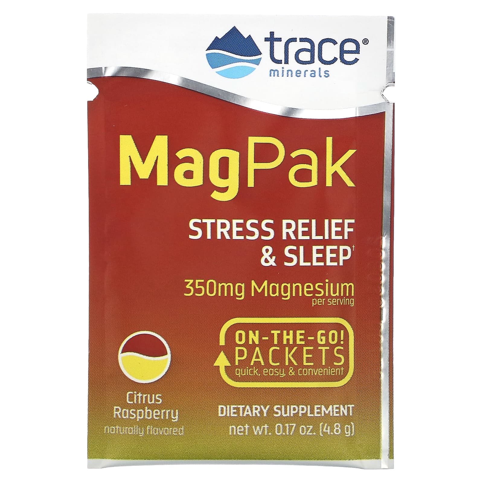 Trace Minerals ®, Mag Pak, цитрусовая малина, 350 мг, 15 пакетиков по 4,8 г (0,17 унции)