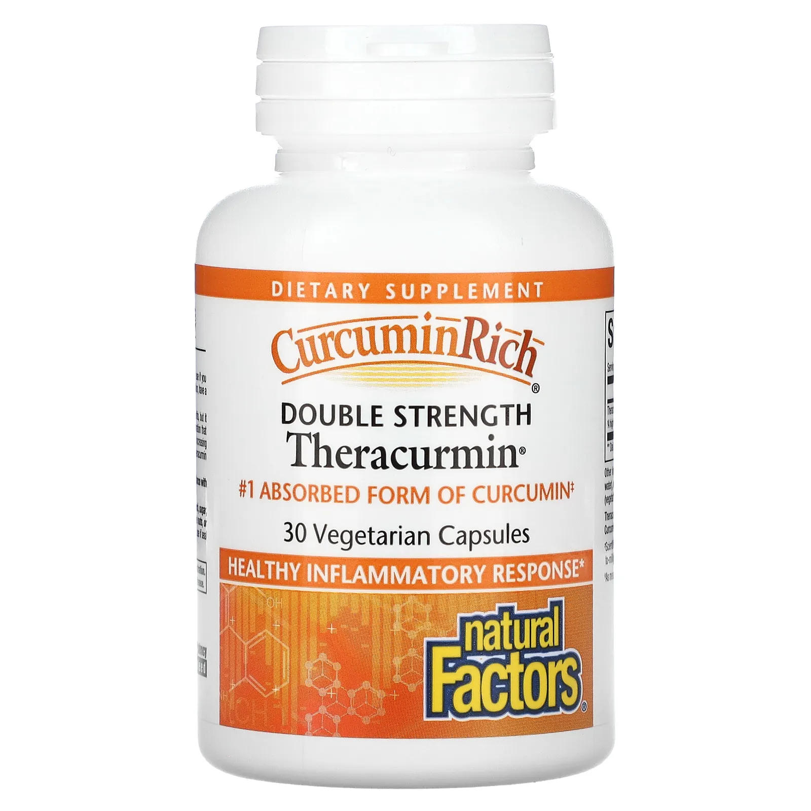 Natural Factors, Теракурмин, двойная сила действия, 30 вегетарианских капсул