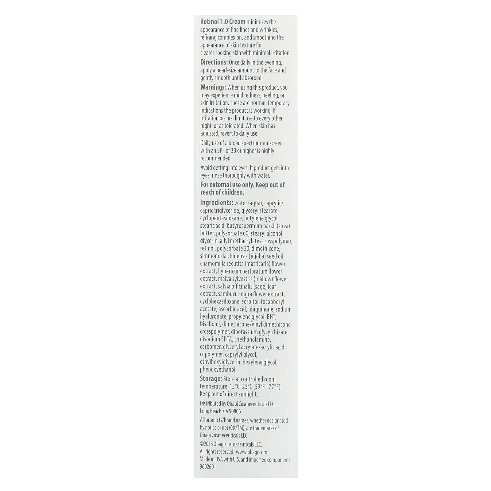 Obagi, Крем с ретинолом 1,0, 28 г (1 унция)