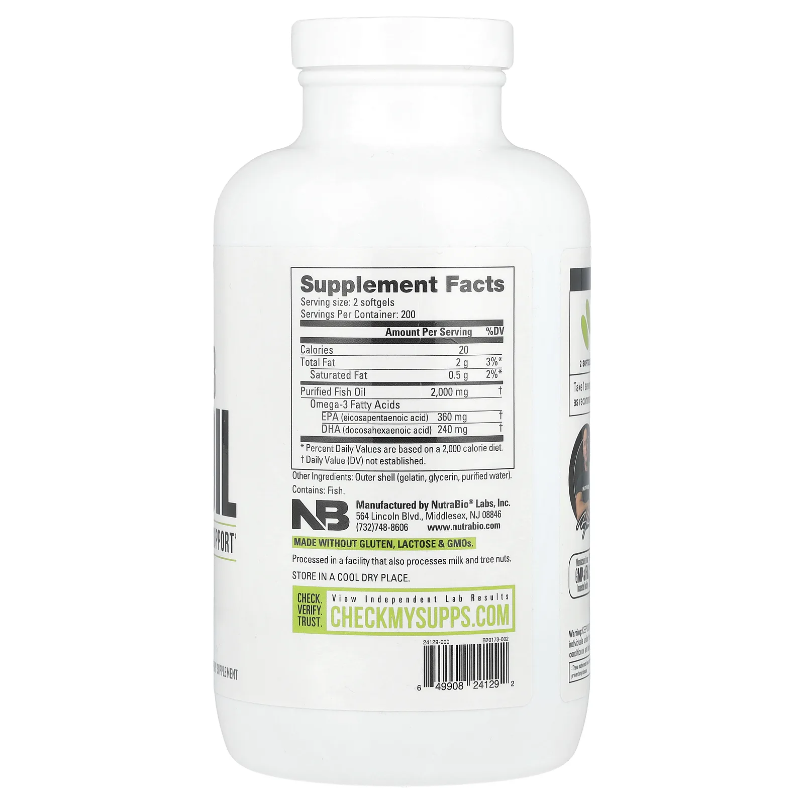 NutraBio, Рыбий жир с омега-3, 2000 мг, 400 капсул (1000 мг в каждой капсуле)