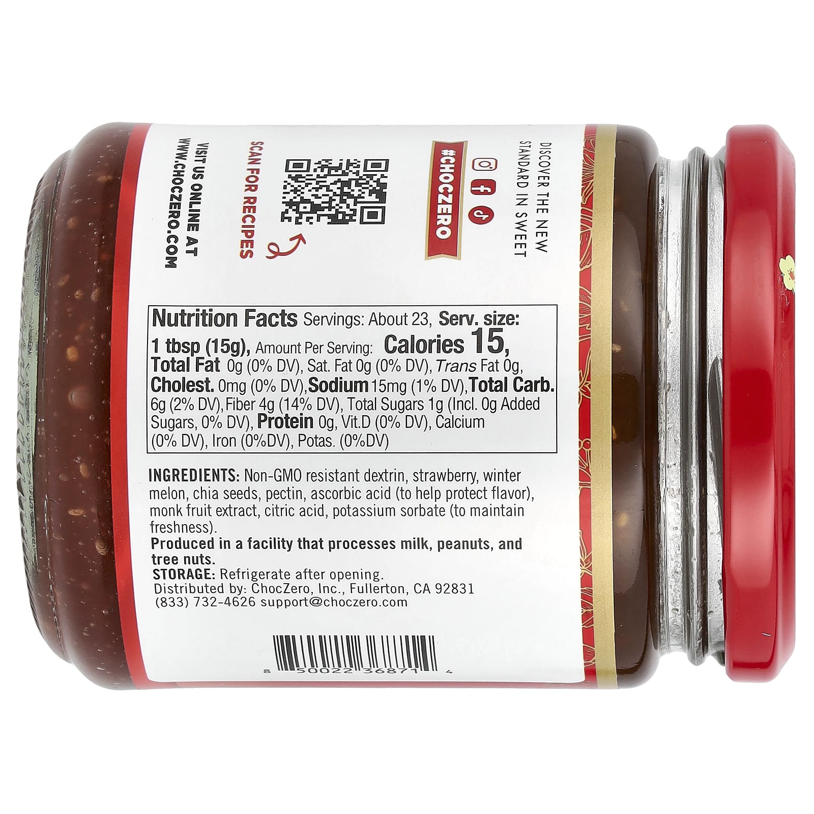 ChocZero, клубничный джем, 340 г (12 унций)