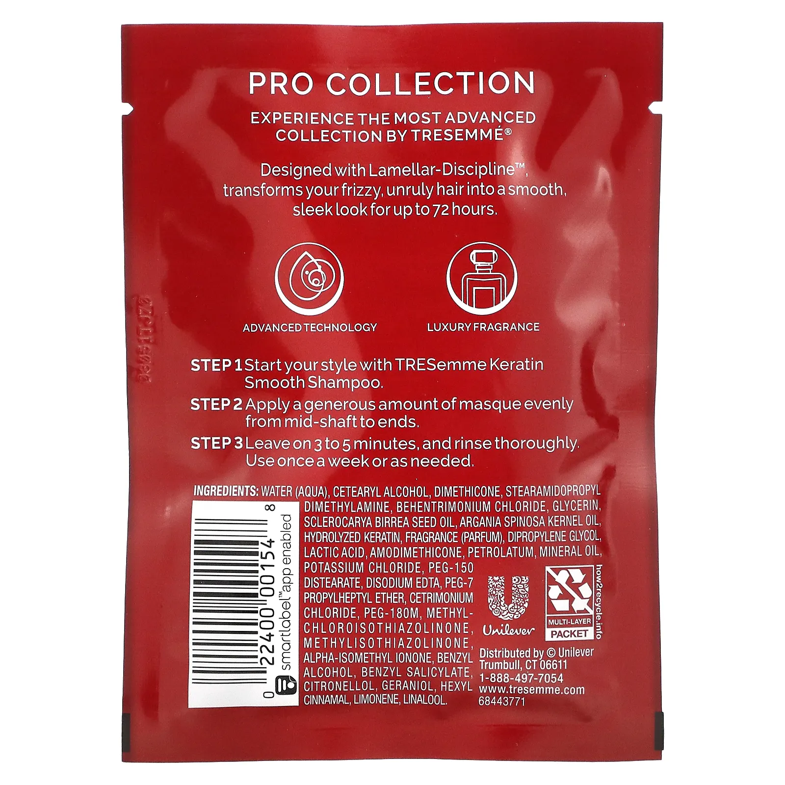 Tresemme, Keratin Smooth, маска для глубокого разглаживания с кератином, 42 г (1,5 унции)