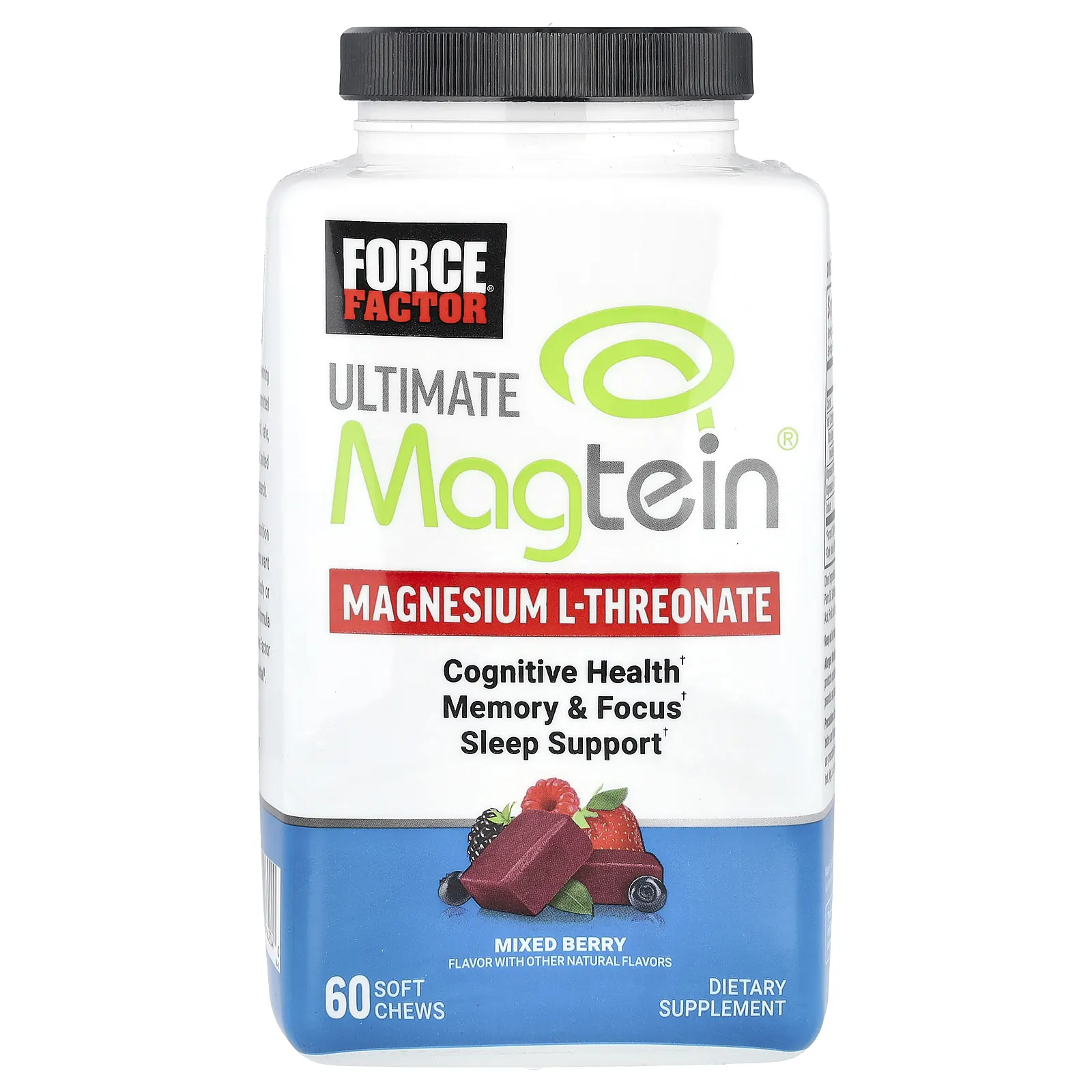 Force Factor, Ultimate Magtein®, L-треонат магния, ягодное ассорти, 60 жевательных таблеток