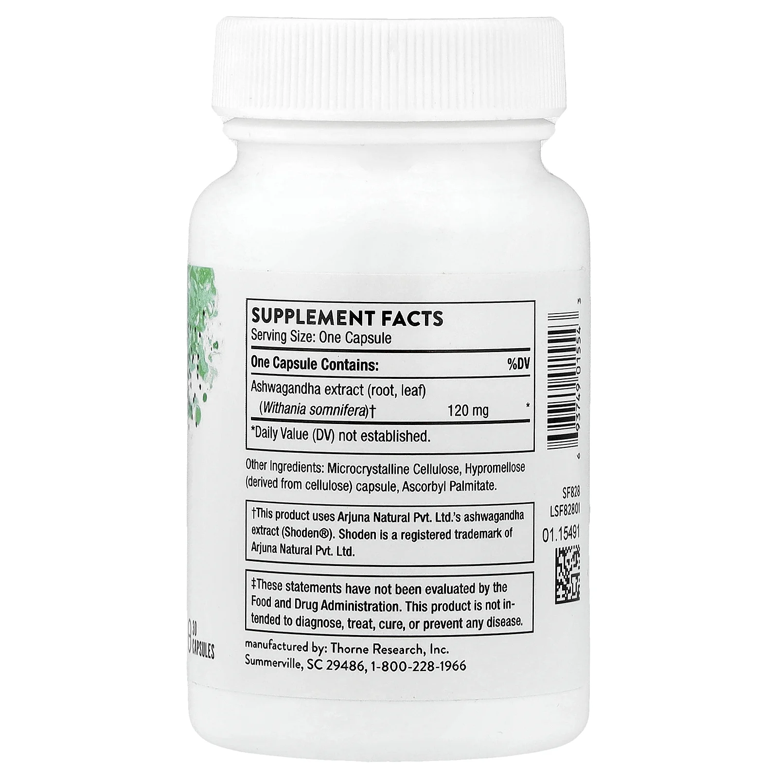 Thorne, ашваганда, 120 мг, 30 капсул