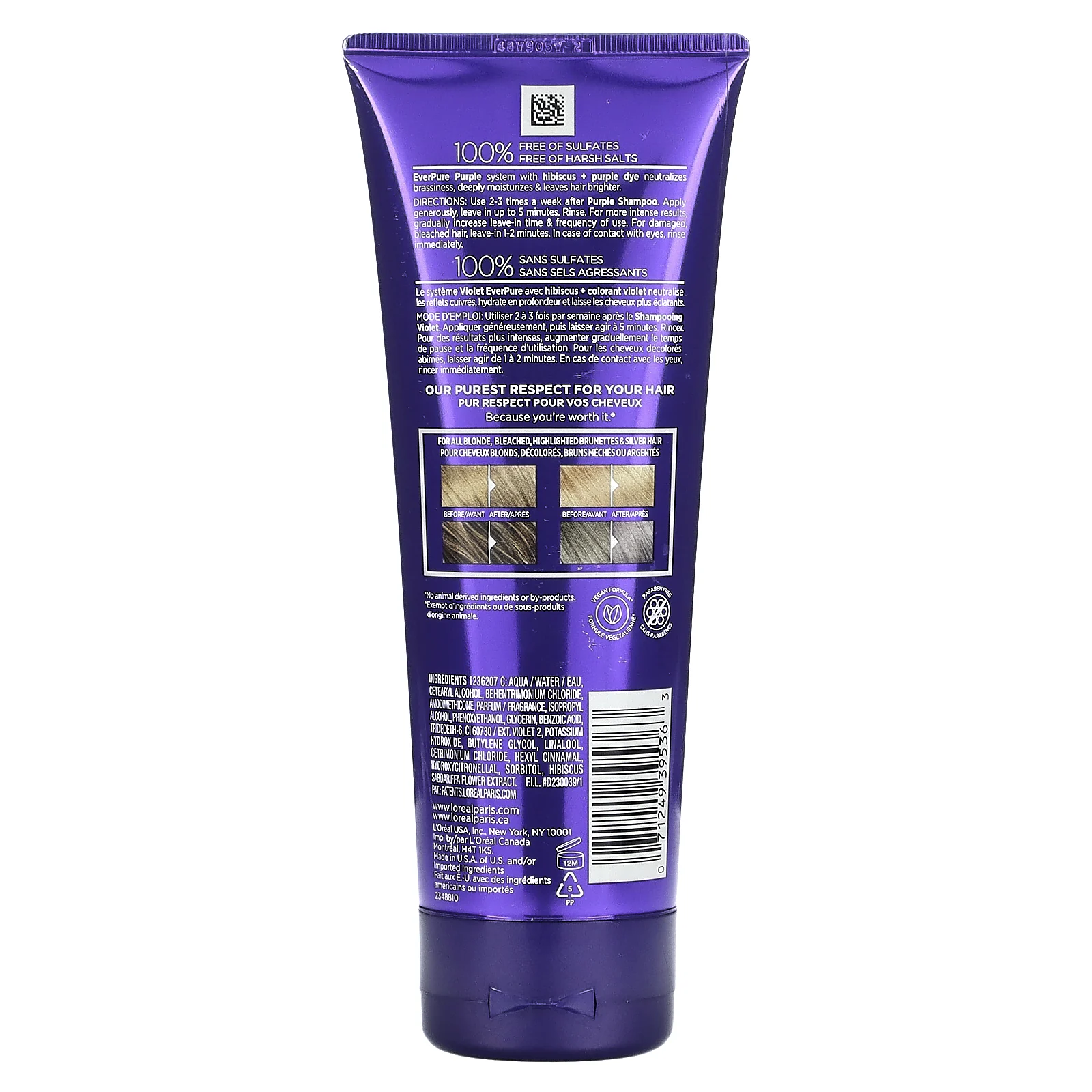 L'Oréal, EverPure, фиолетовый кондиционер, гибискус, 200 мл (6,8 жидк. Унции)