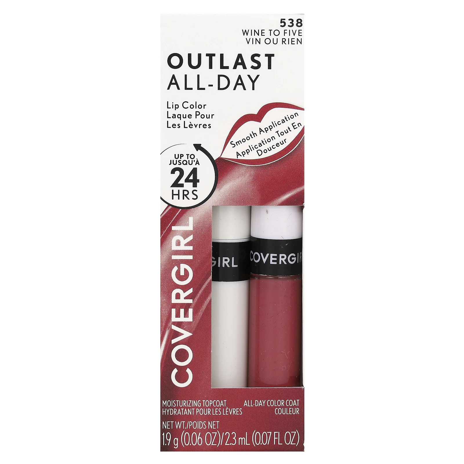 Covergirl, Outlast All-Day, помада для губ, 538 винный оттенок, 1,9 г (0,06 унции) / 2,3 мл (0,07 жидк. унции)