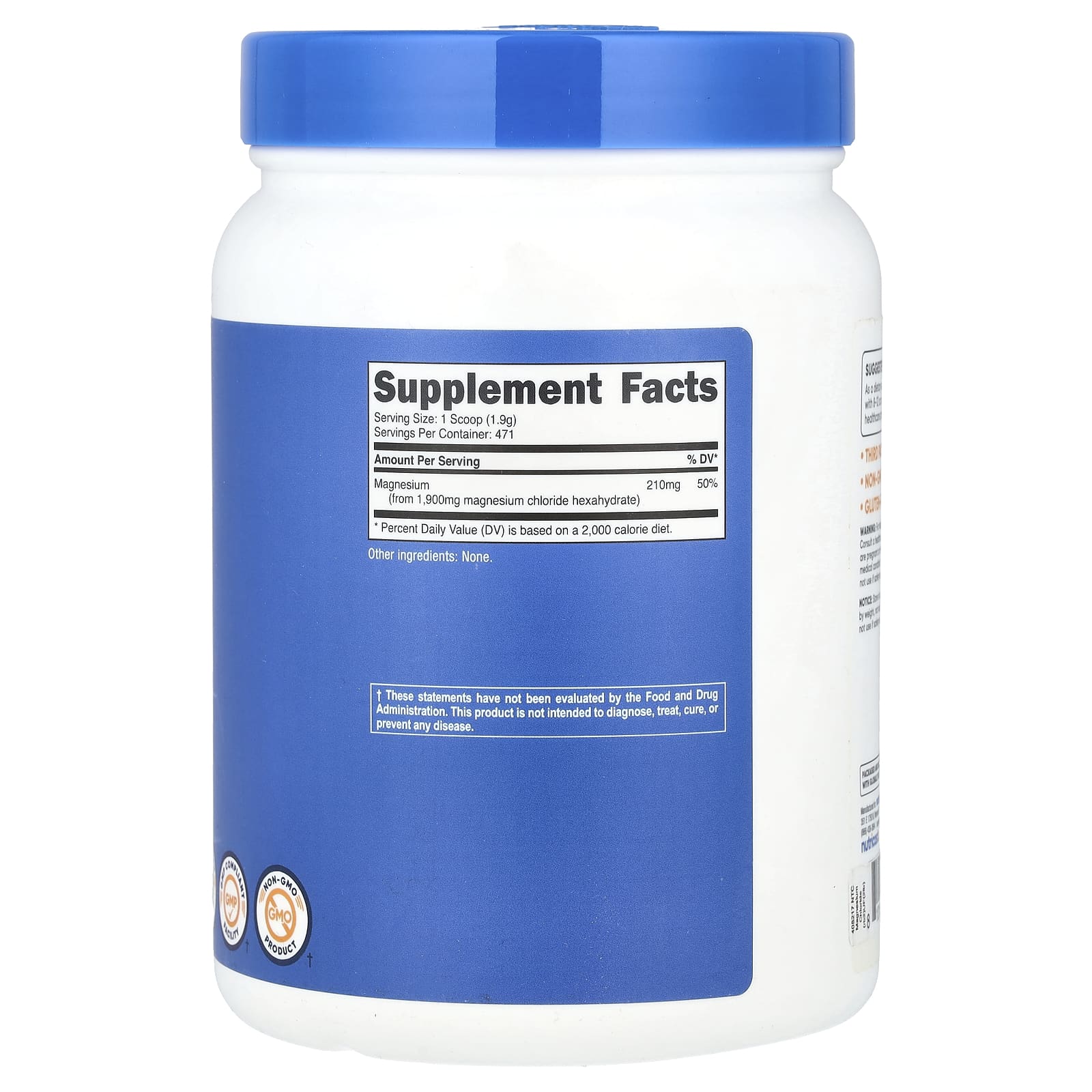 Nutricost, Хлорид магния, без добавок, 907 г (32,4 унции)