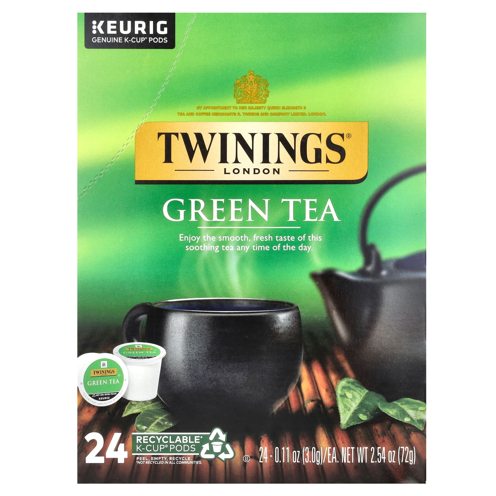 Twinings, Зеленый чай, 24 чашки, по 3 г (0,11 унции)