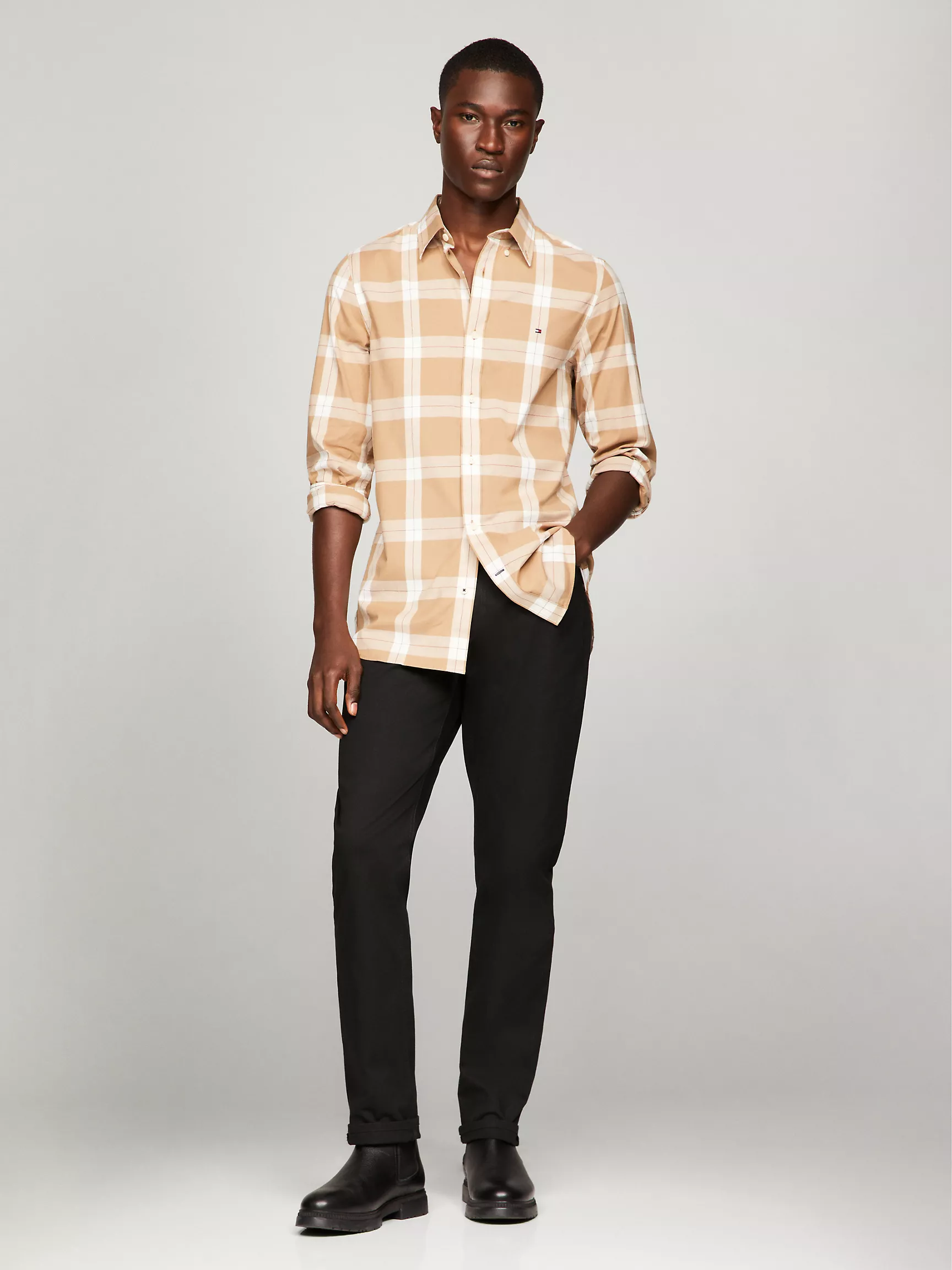 Мужская рубашка Tommy Hilfiger, Приталенная клетчатая рубашка из поплина