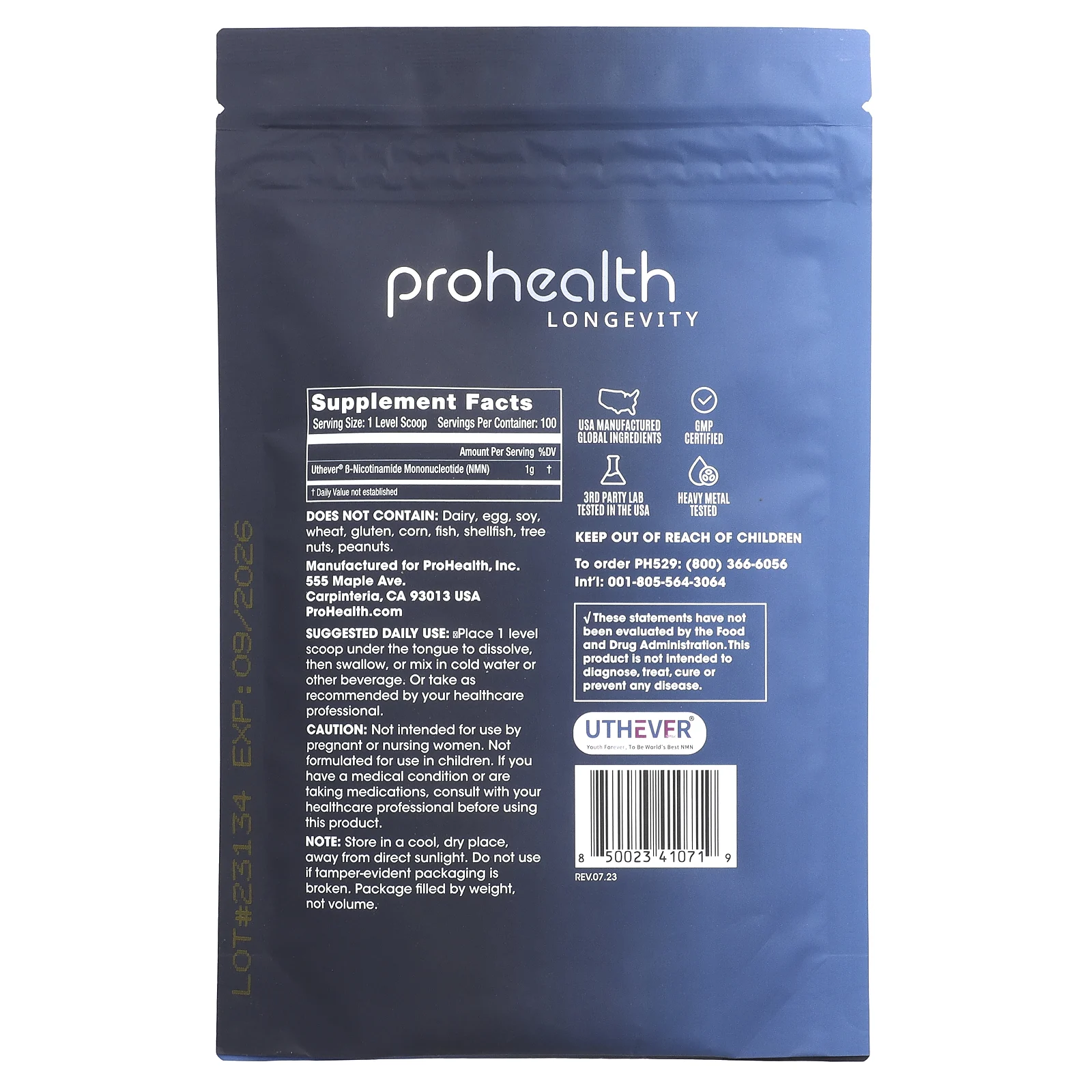 ProHealth Longevity, NMN Pro, чистый порошок NMN, 100 г