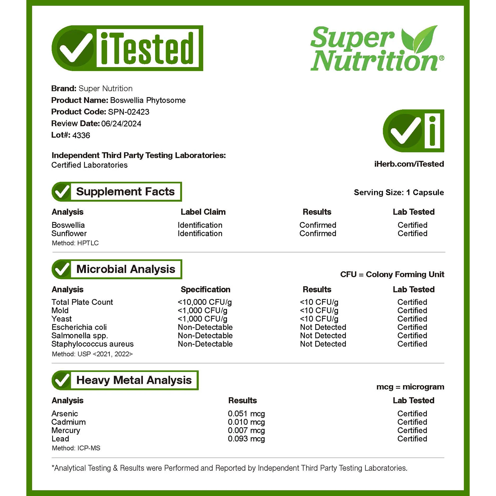 Super Nutrition, Босвеллия пильчатая, фитосомы, 250 мг, 60 растительных капсул