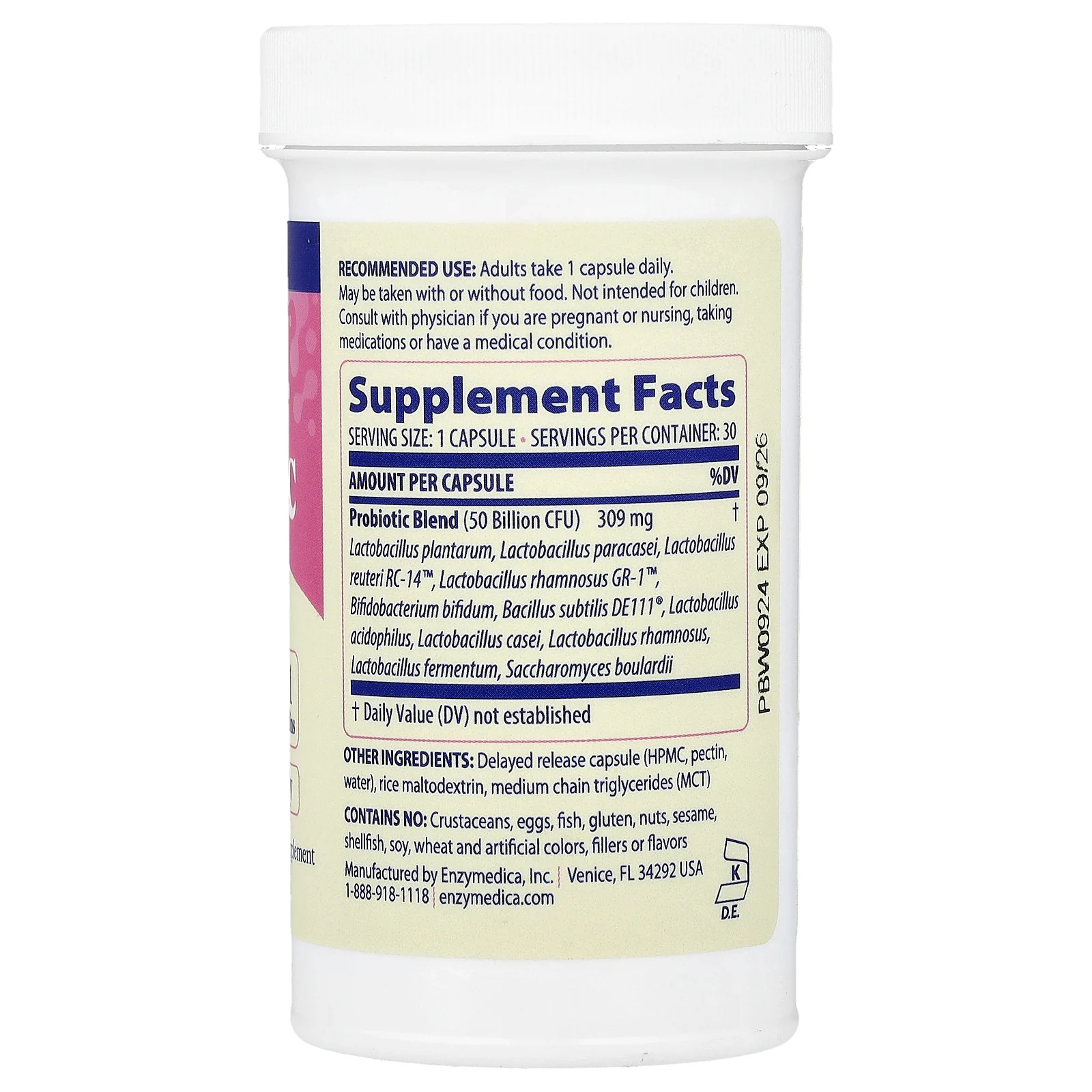 Enzymedica, SubCulture™, пробиотик для женщин, 50 млрд, 30 капсул с отсроченным высвобождением