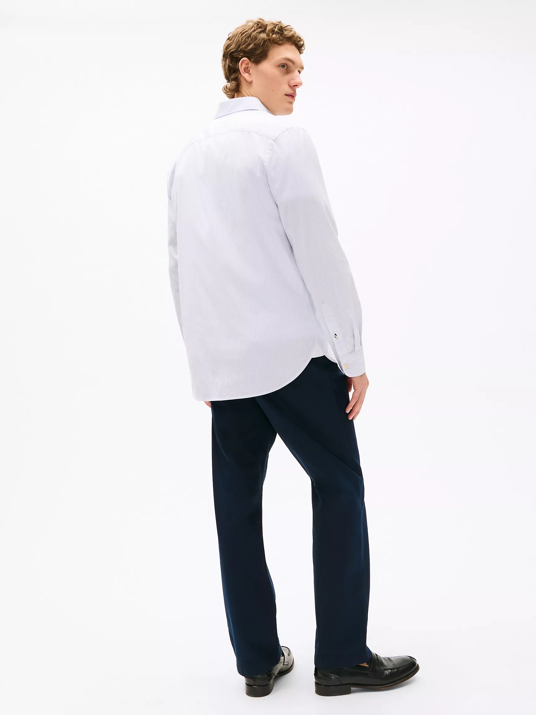 Мужская рубашка Tommy Hilfiger, Полосатая эластичная рубашка из поплина стандартного кроя