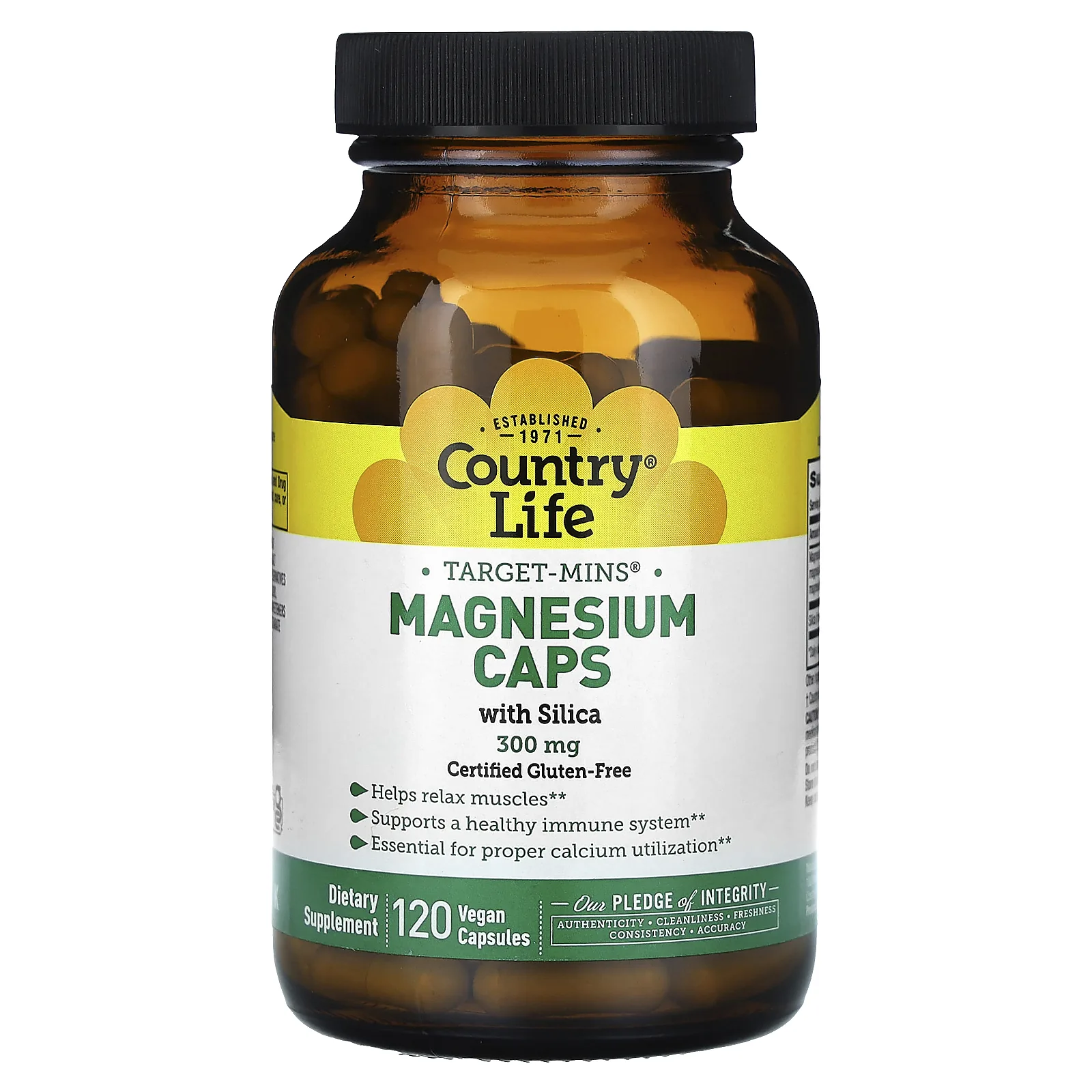 Country Life, Target-Mins, магний в капсулах с диоксидом кремния, 300 мг, 120 веганских капсул