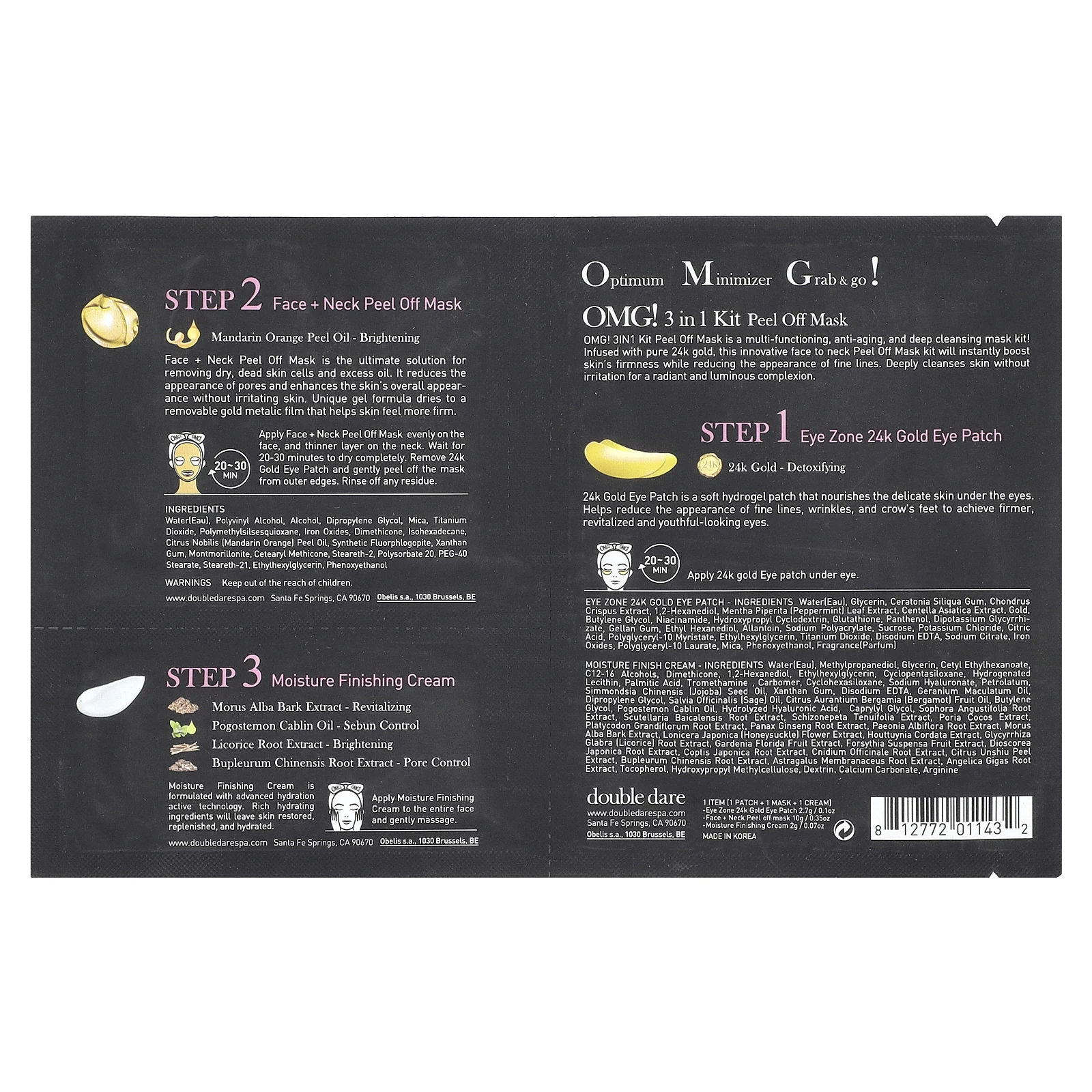 Double Dare, маска-пленка для лица, набор из 3 предметов