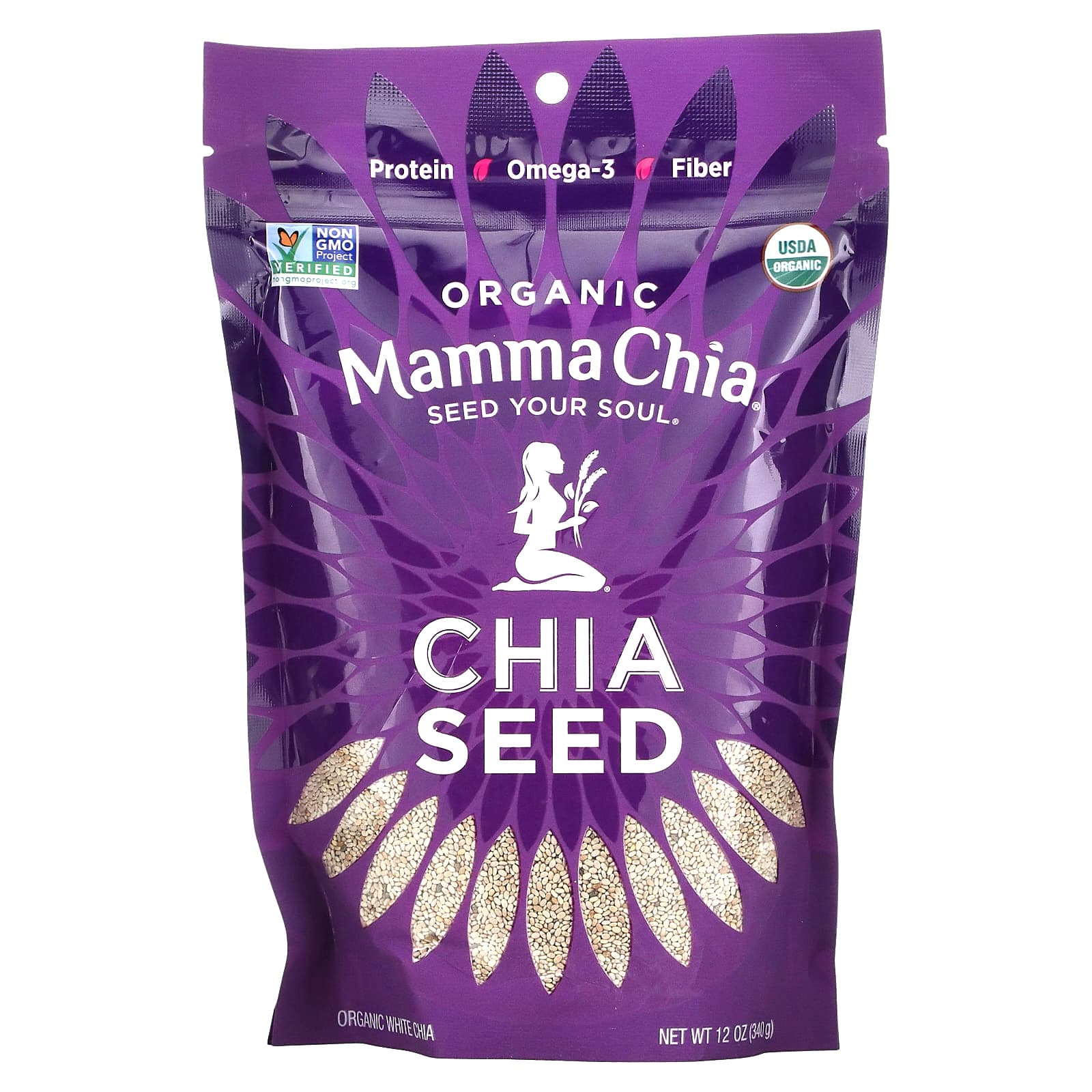 Mamma Chia, органические белые семена чиа, 340 г (12 унций)