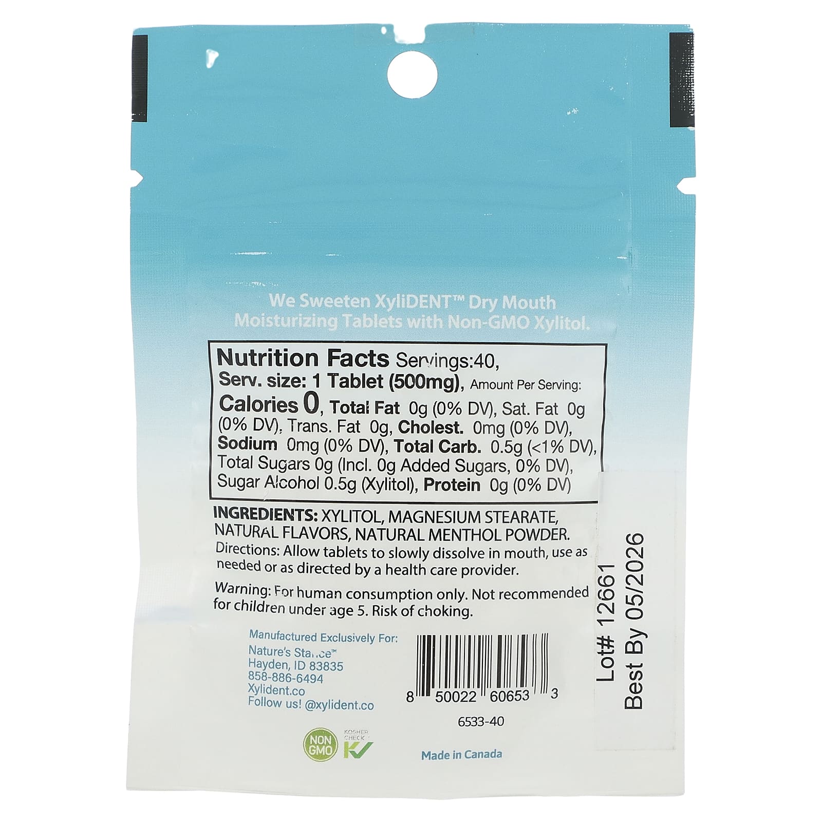 XyliDENT, увлажняющие таблетки от сухости во рту с ксилитолом, грушанка, 40 таблеток