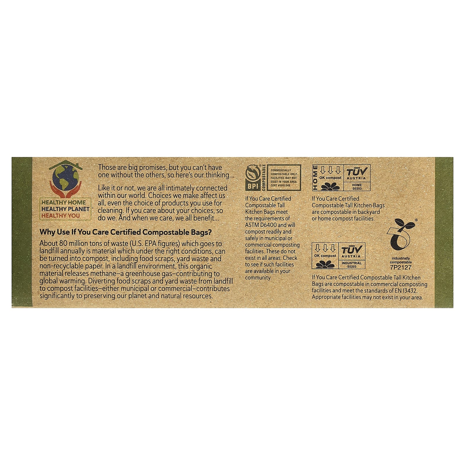 If You Care, Tall Kitchen Bags, 13 галлонов, 12 шт.