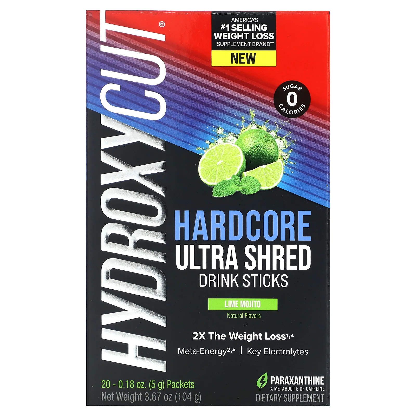 Hydroxycut, Hardcore Ultra Shred, напиток в стиках, мохито с лаймом, 20 стиков по 5 г (0,18 унции)