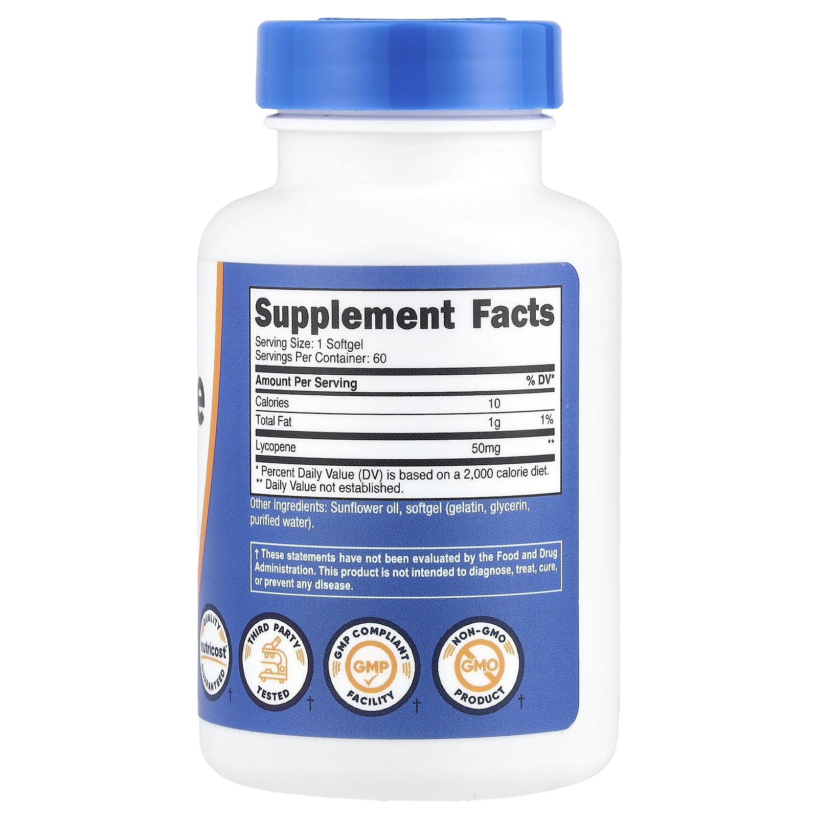 Nutricost, Ликопин, 50 мг, 60 мягких таблеток