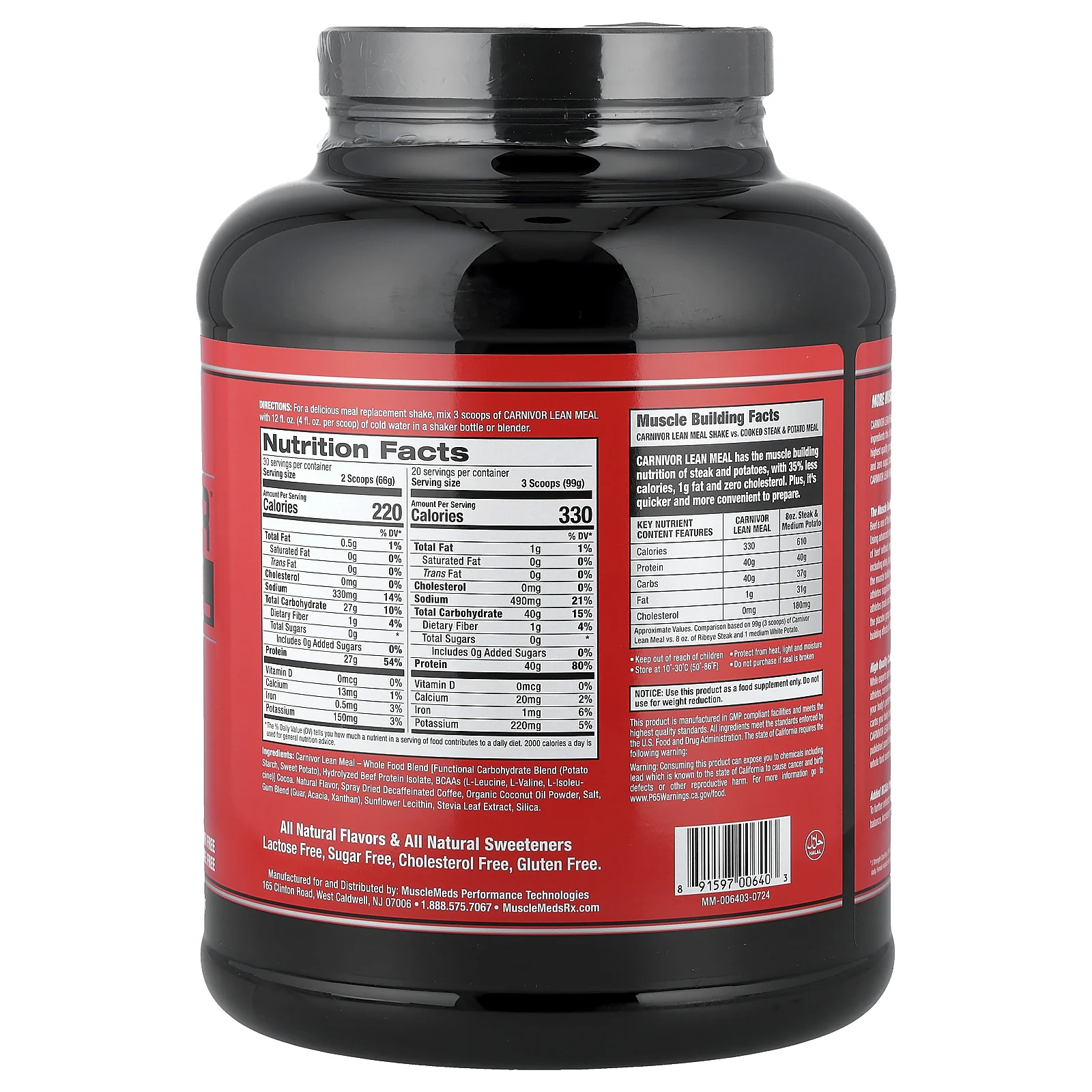 MuscleMeds, Carnivor™ Lean Meal, со вкусом мокко латте, 1980 г (4,3 фунта)