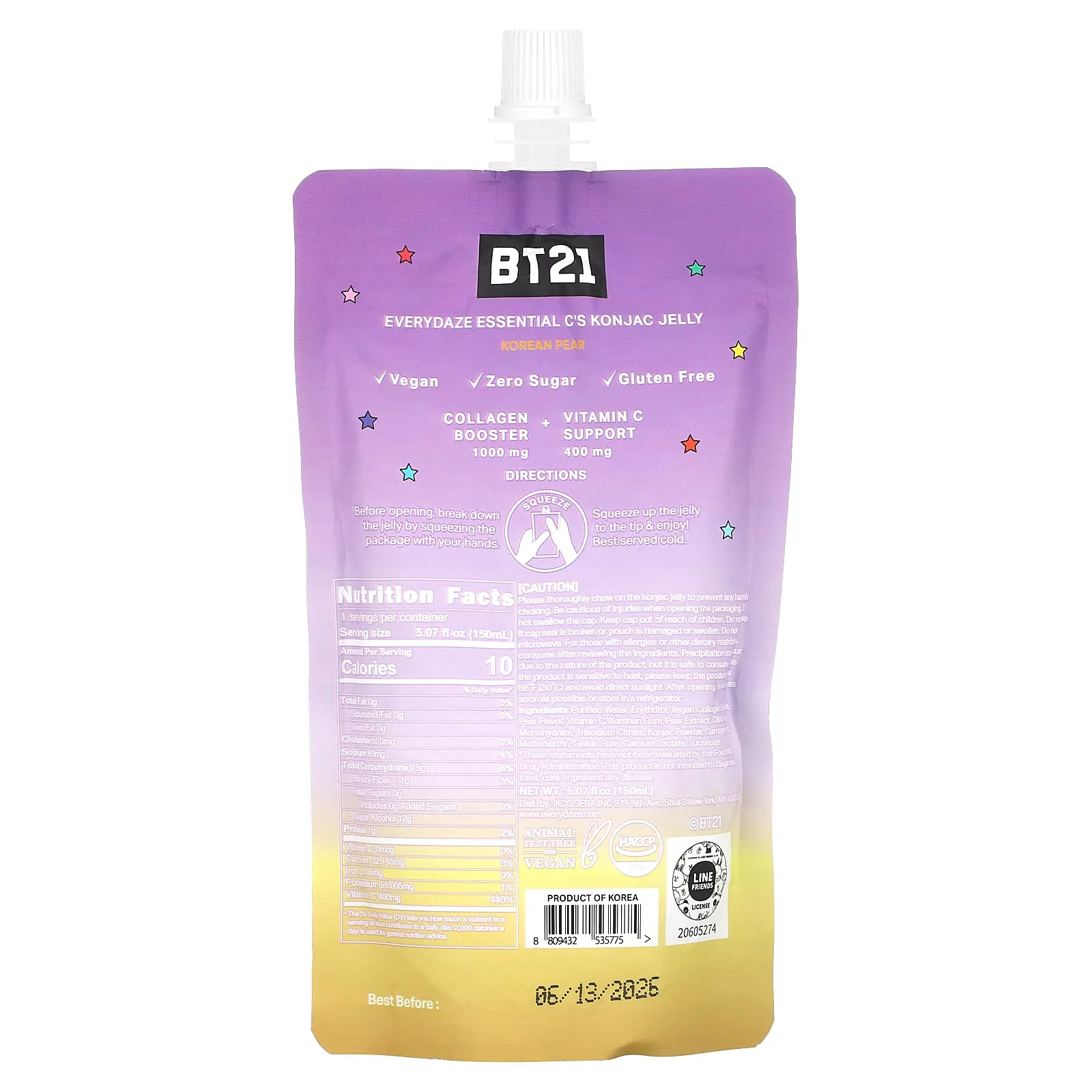 Everydaze, Essential C's Konjac Jelly, корейская груша, 150 мл (5,07 жидк. Унции)
