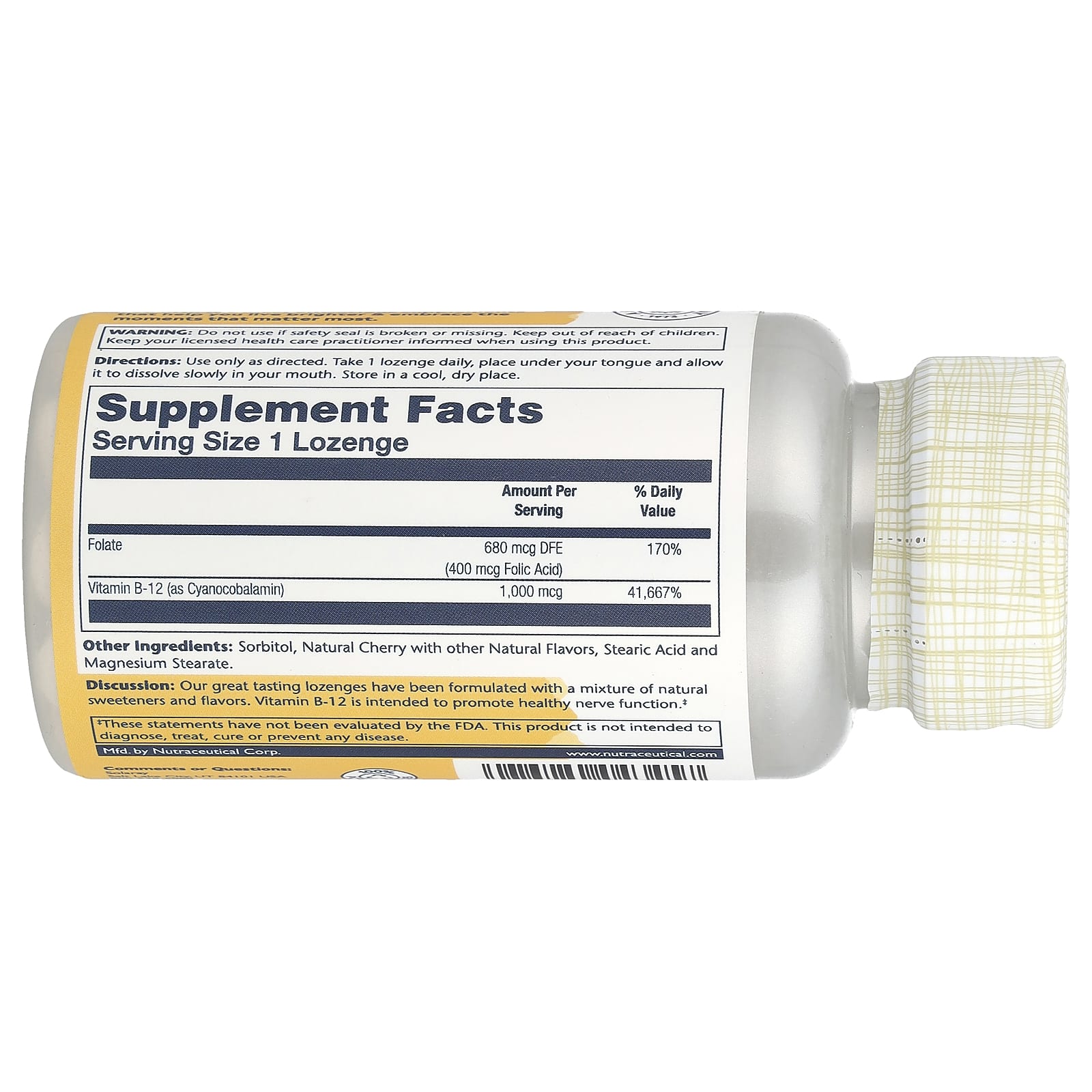 Solaray, витамин B12, пастилки с натуральным вишневым вкусом, 1000 мг, 90 пастилок