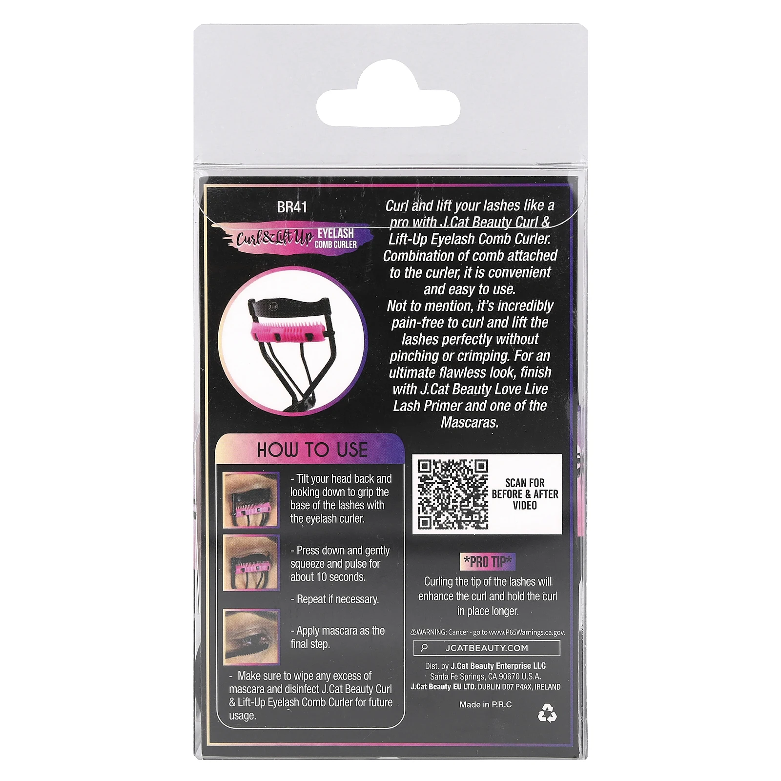 J.Cat Beauty, Curl & Lip Up, щетка для завивки ресниц, 1 шт.