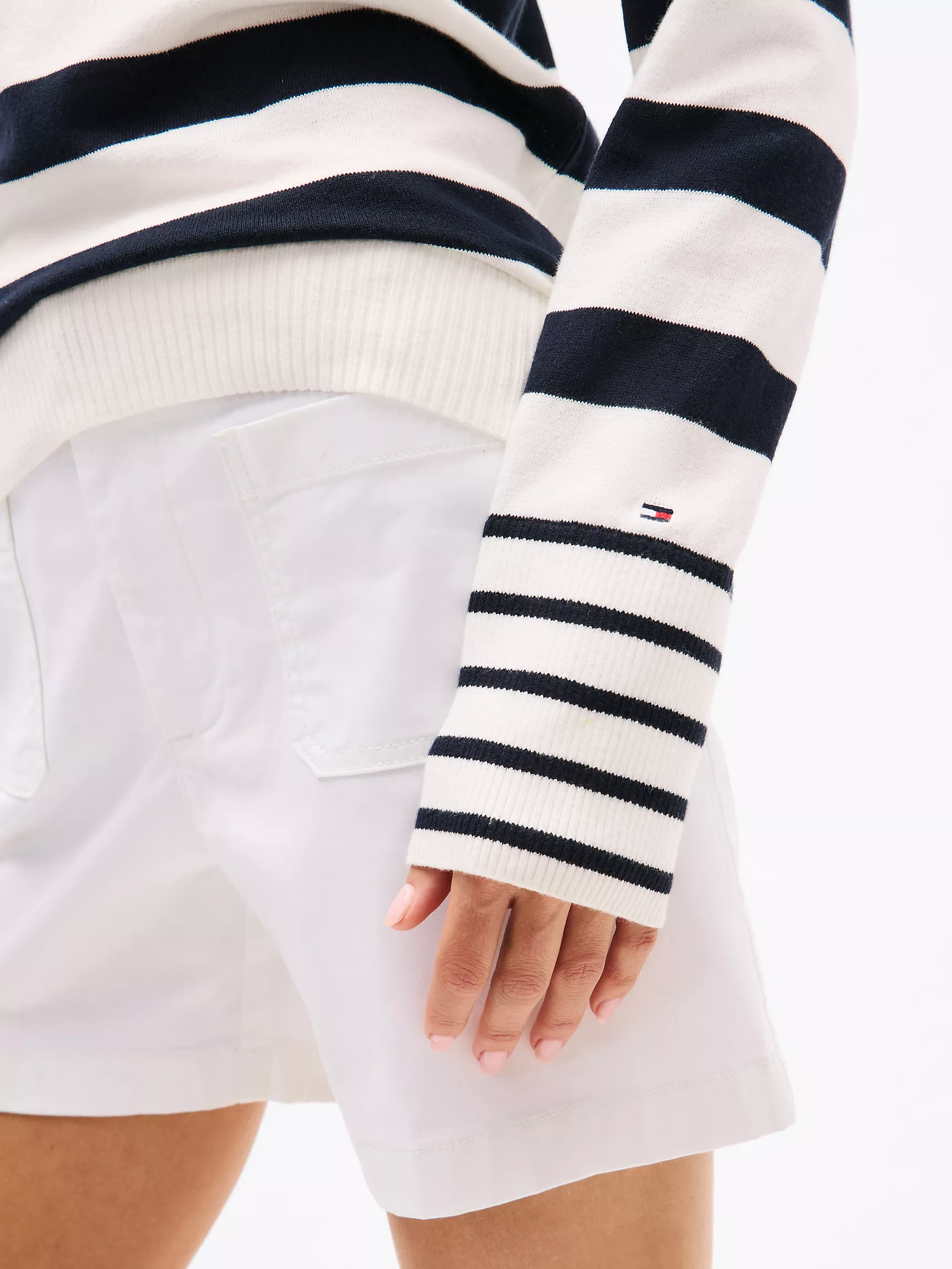 Женский свитер Tommy Hilfiger, Полосатый свитер с вырезом "лодочка"