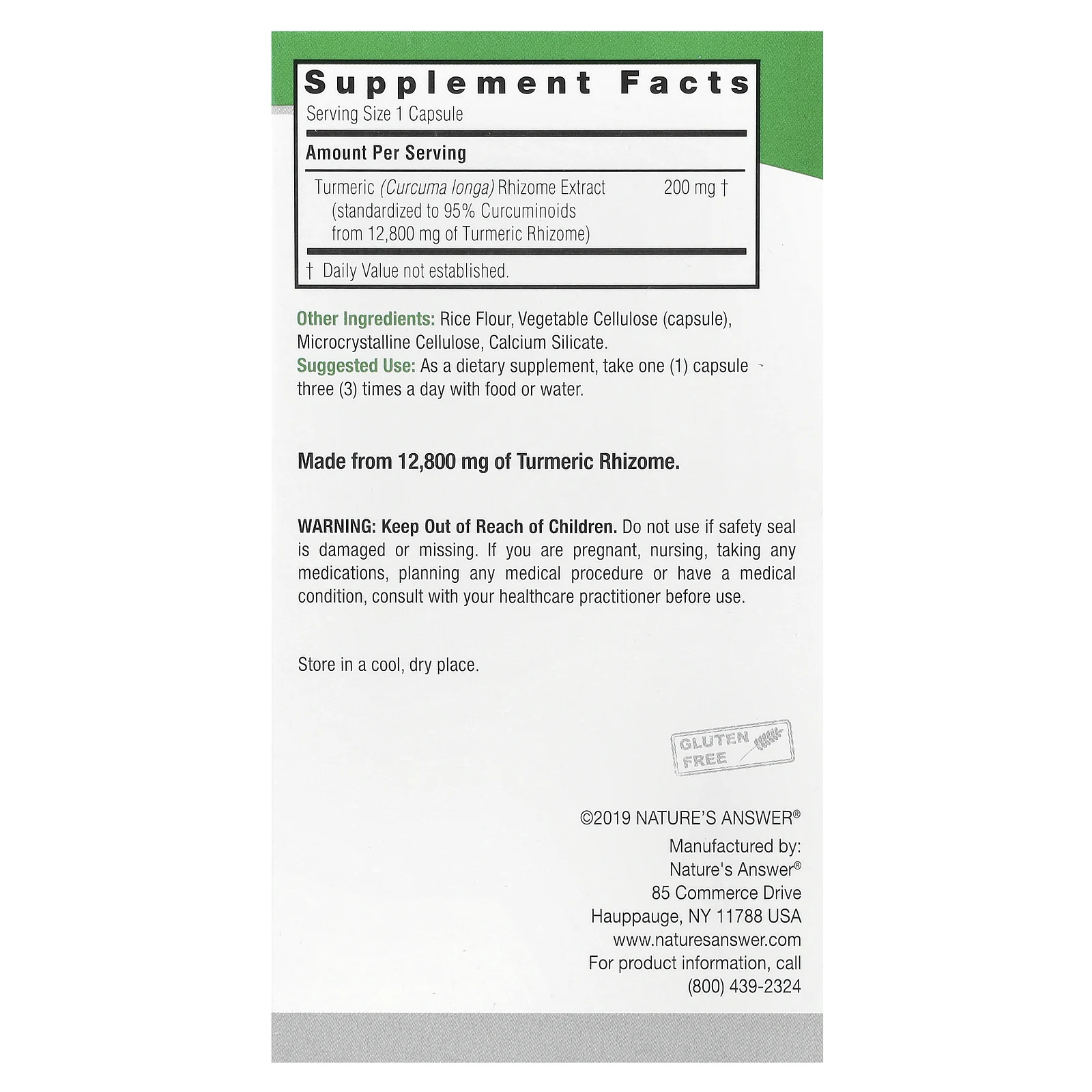 Nature's Answer, Куркума-3, 90 вегетарианских капсул