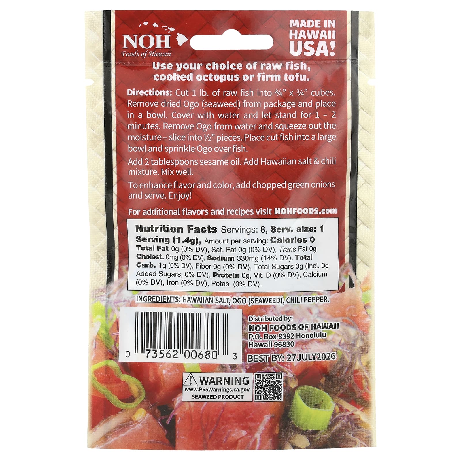 NOH Foods of Hawaii, The Original Poke Mix, 11,2 г (0,4 унции)