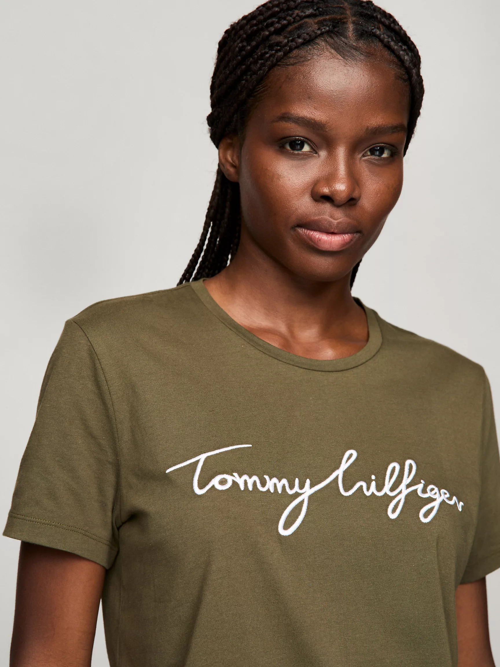 Женская футболка Tommy Hilfiger, Фирменная футболка с круглым вырезом и вышивкой