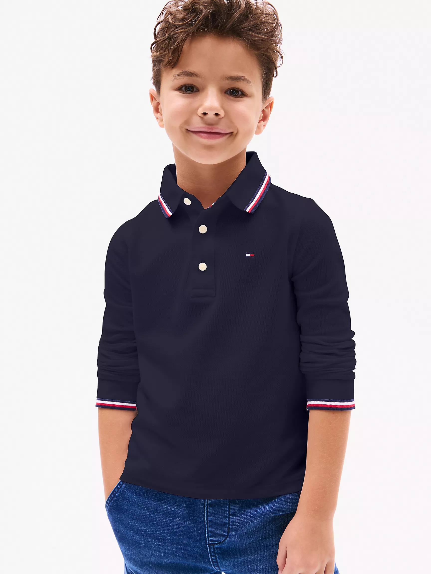 Рубашка-поло для мальчиков Tommy Hilfiger, Детское поло с длинным рукавом и влагоотводящей технологией Tommy