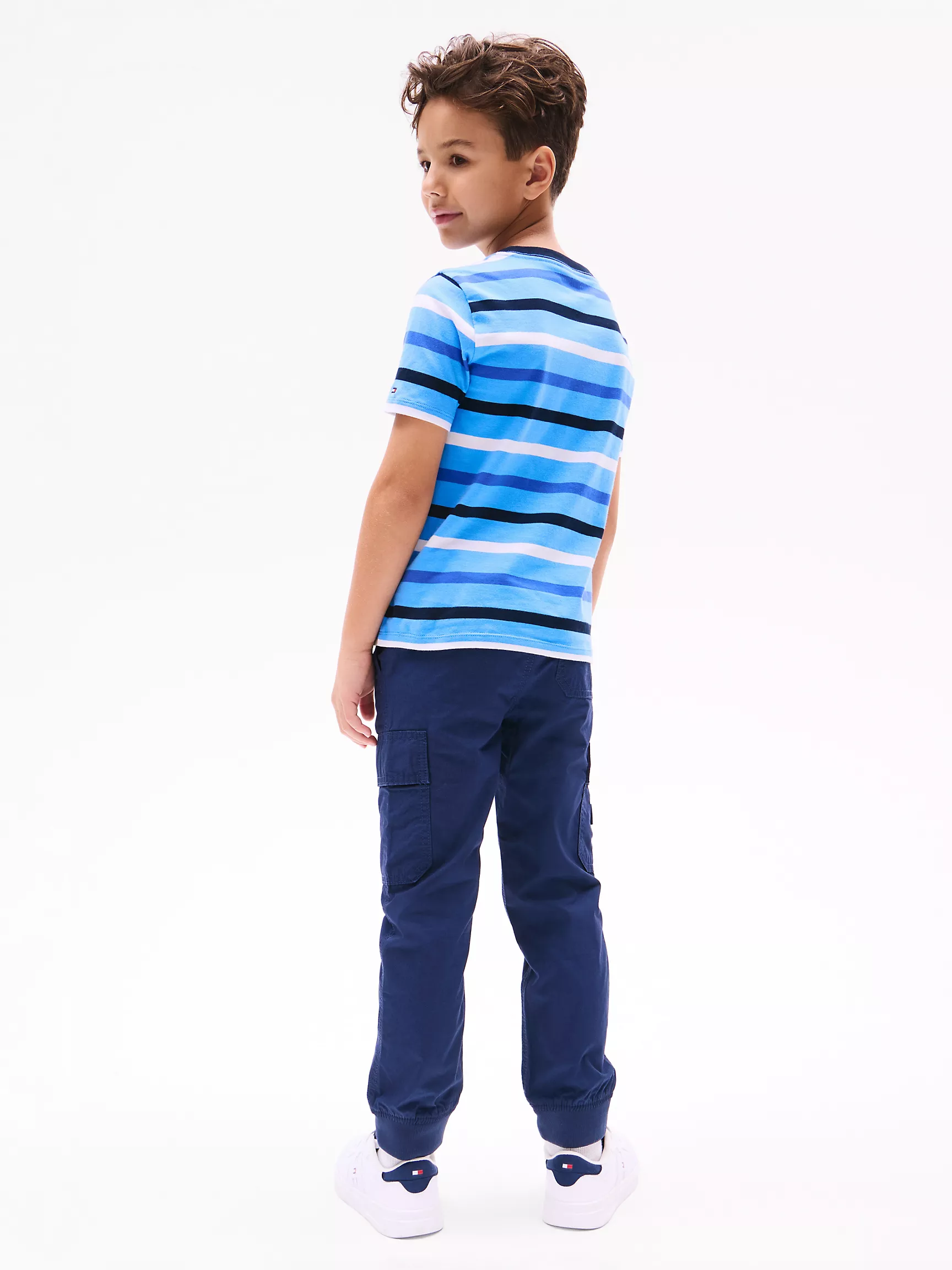 Футболка Tommy Hilfiger для мальчиков, Детская полосатая футболка с монограммным логотипом