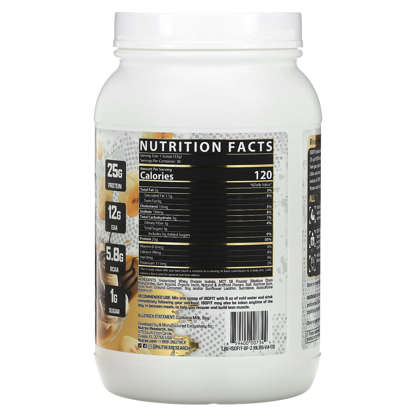 Nutrex Research, IsoFit Protein, протеин, со вкусом банана, 990 г (2,18 фунта)