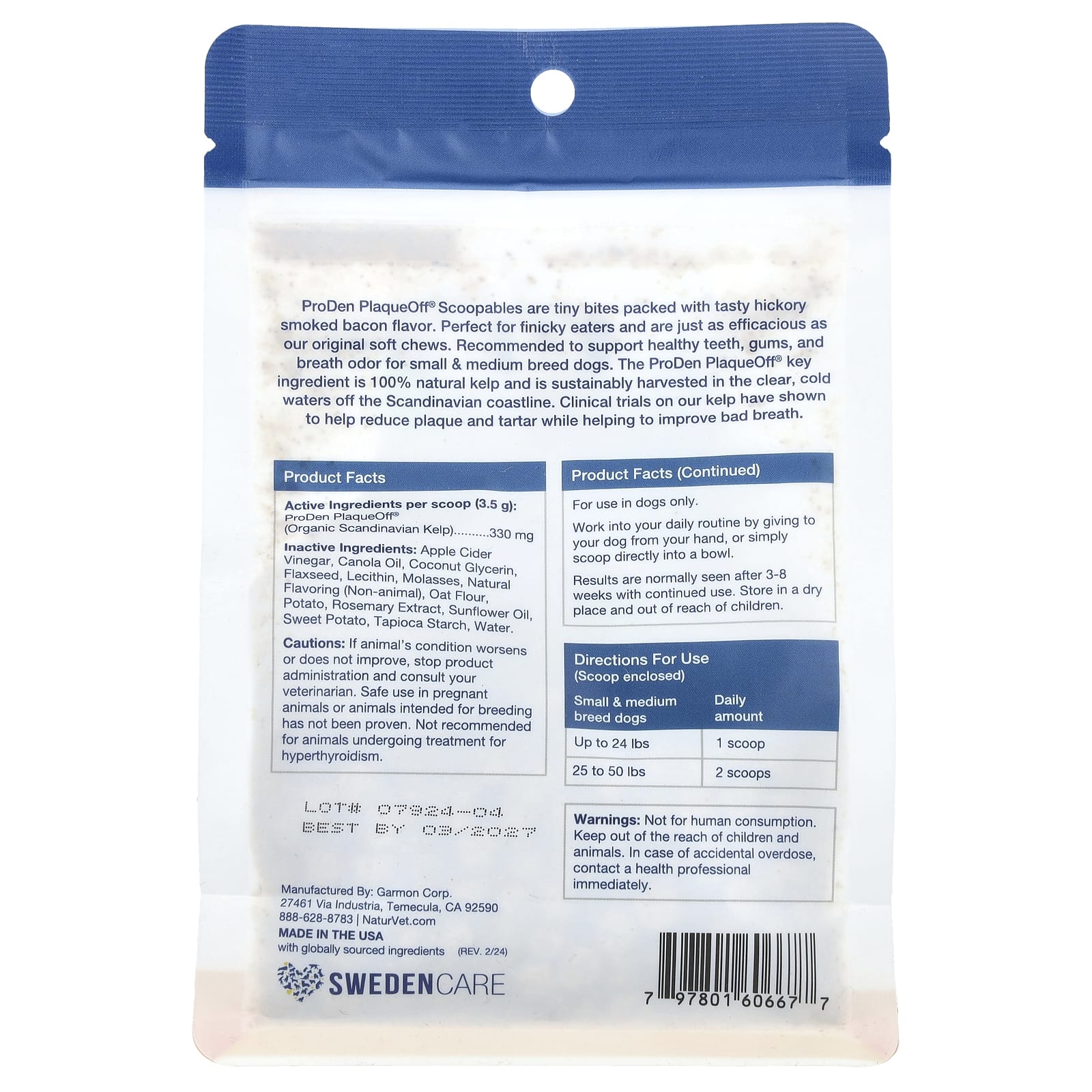 NaturVet, ProDen PlaqueOff® Scoopables, For Small & Medium Breed Dogs, Hickory Smoked Bacon, 5.5 oz (157.5 g)