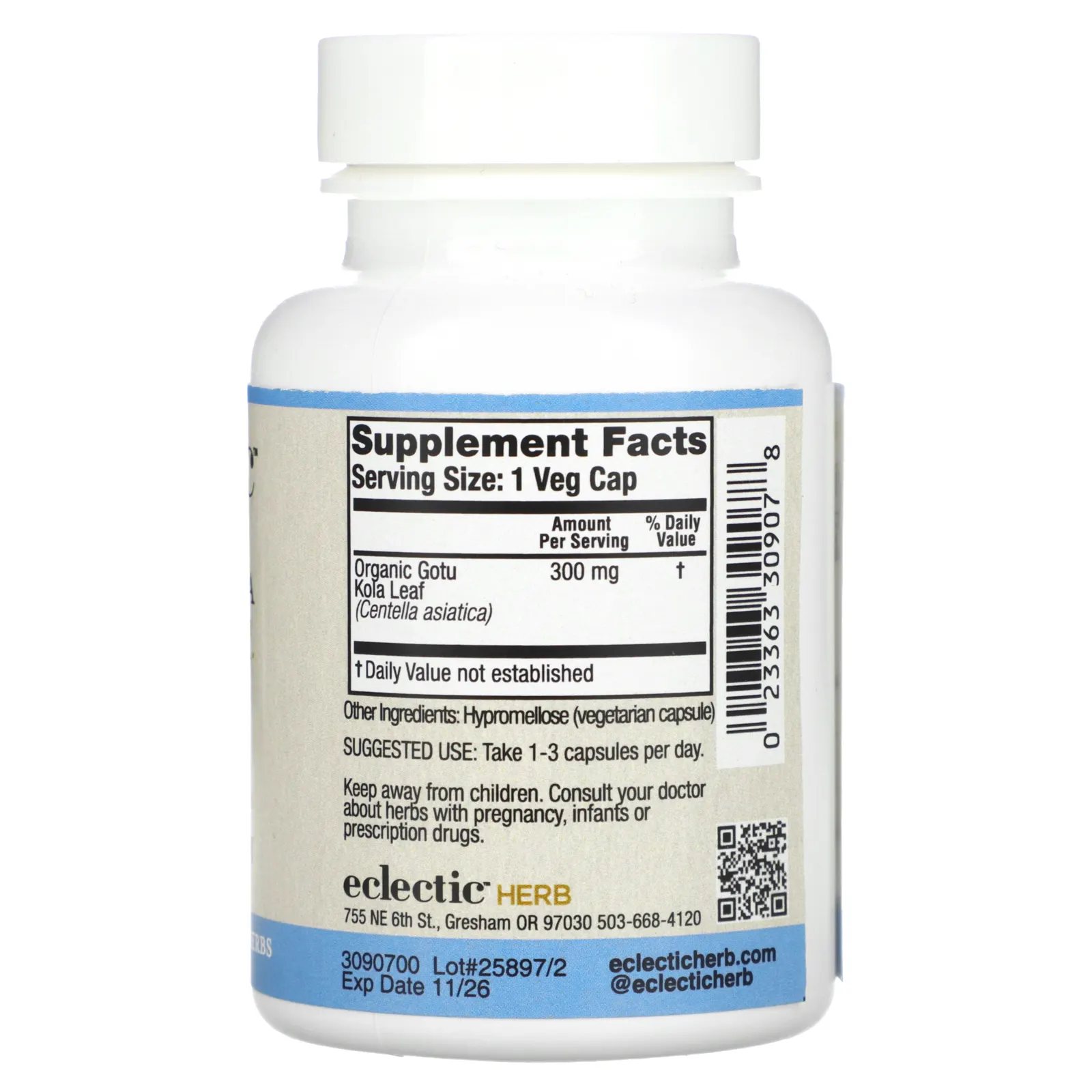 Eclectic Herb, готу кола, 300 мг, 90 растительных капсул