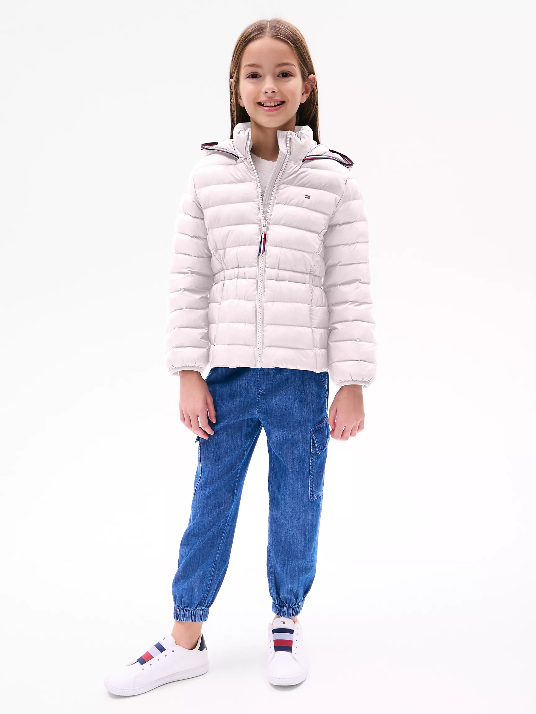 Куртка для девочки Tommy Hilfiger, Детский легкий пуховик с капюшоном